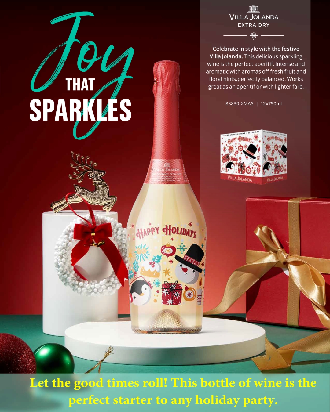 Sparkle up your holiday celebrations
Looking for the perfect starter to your holiday party? 🍾 Villa Jolanda Holiday Sparkling Wine from Italy brings a touch of elegance and festivity to any gathering. With limited availability, this delightful bubbly won't last long! Message us to find a store near you and elevate your celebrations!
#VillaJolanda #HolidayCheers #SparklingWine #FestiveFun #ItalianWine