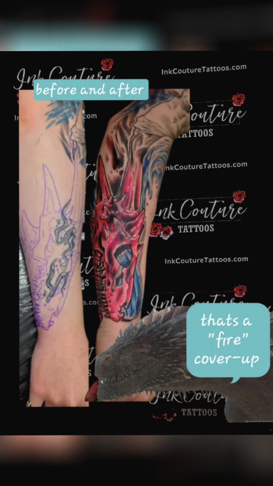 lol this coverup is fire #mttattoos #dragon #pink