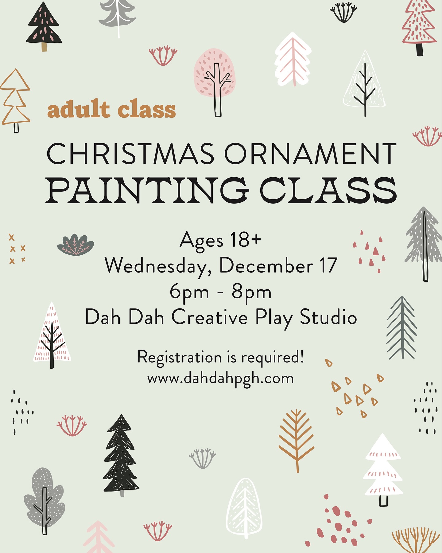 🎄 ORNAMENT PAINTING 🎄 In case you missed it: we make a new Pittsburgh Scene to paint each year! Start a new tradition at adult ornament painting. Sign up on our website: www.dahdahpgh.com