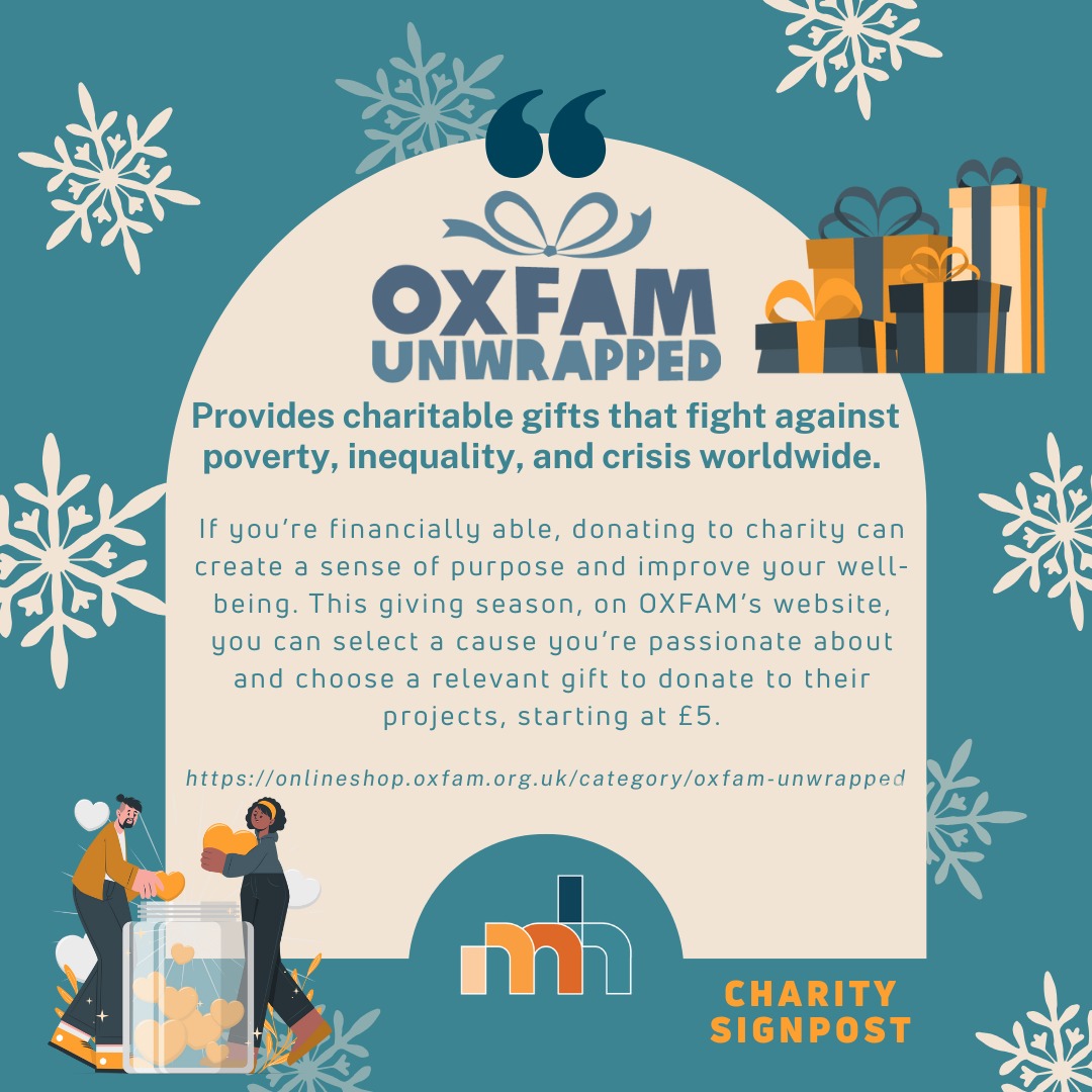 MindHealth Advent: Day 4
- - - - - - - - - - - - - - - - - - - - - - - - - -
Medical school is stressful, but studies show giving back boosts well-being and reduces stress. This Christmas season, connect your empathy to global change with Oxfam Unwrapped. For just £5, fund a vital gift like "Essential Medicine" or "Safe Education."
It's an ethical gift that nurtures your own mental health while fulfilling your mission to care for the world. ❤️
For more information: https://onlineshop.oxfam.org.uk/category/oxfam-unwrapped
#mindhealth #advent #day4 #mentalhealth #mentalwellbeing #oxfam #oxfamunwrapped #charity #charitypost