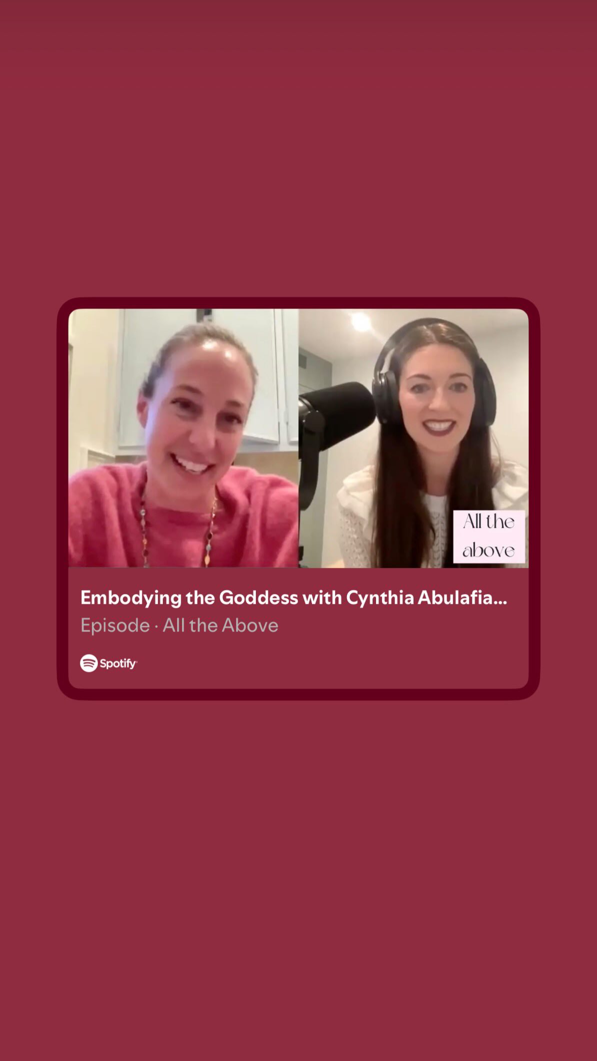 ♥️ I am so honored to share this conversation with the beautiful @cynthiaabulafiayoga ♥️ In this clip, she explains the Goddess in such a profound way. ✨
Cynthia is an author, academic, and practitioner who studies and teaches the divine feminine. Cynthia is committed to giving voice and language back to the Goddess as the embodied experience. Cynthia’s insights provide a roadmap for those seeking to connect with their inner Goddess and embrace their spiritual journey. Embodying the Goddess is her first book and is available for preorder. ♥️
The full episode is on Spotify, Apple Podcasts and YouTube - links in bio! ✨
#spirituality #Goddess #divinefeminine #EmbodyingtheGoddess #spiritualjourney