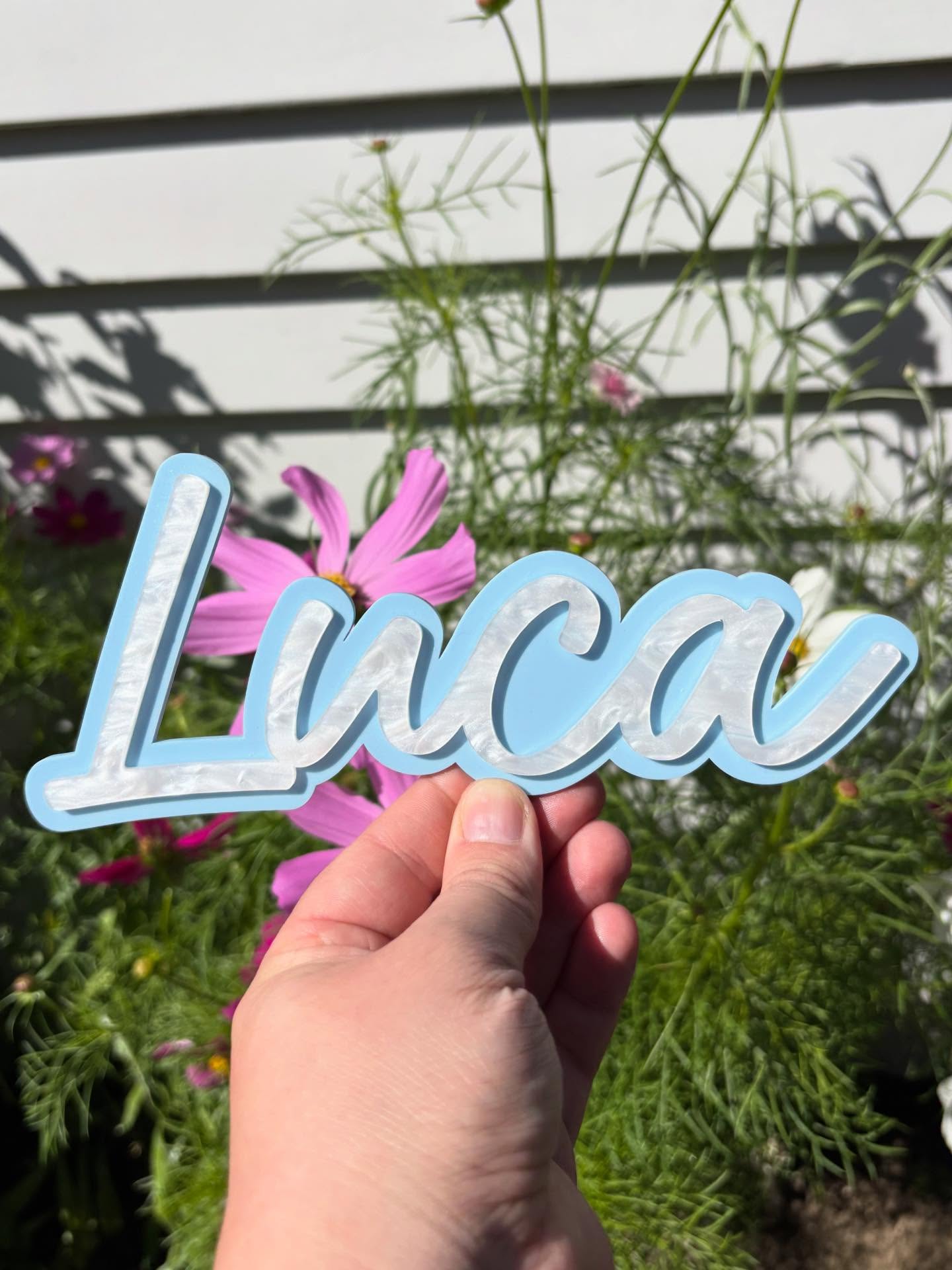 The popular Fairy Floss sign shown here in Pastel Blue and white Pearl π