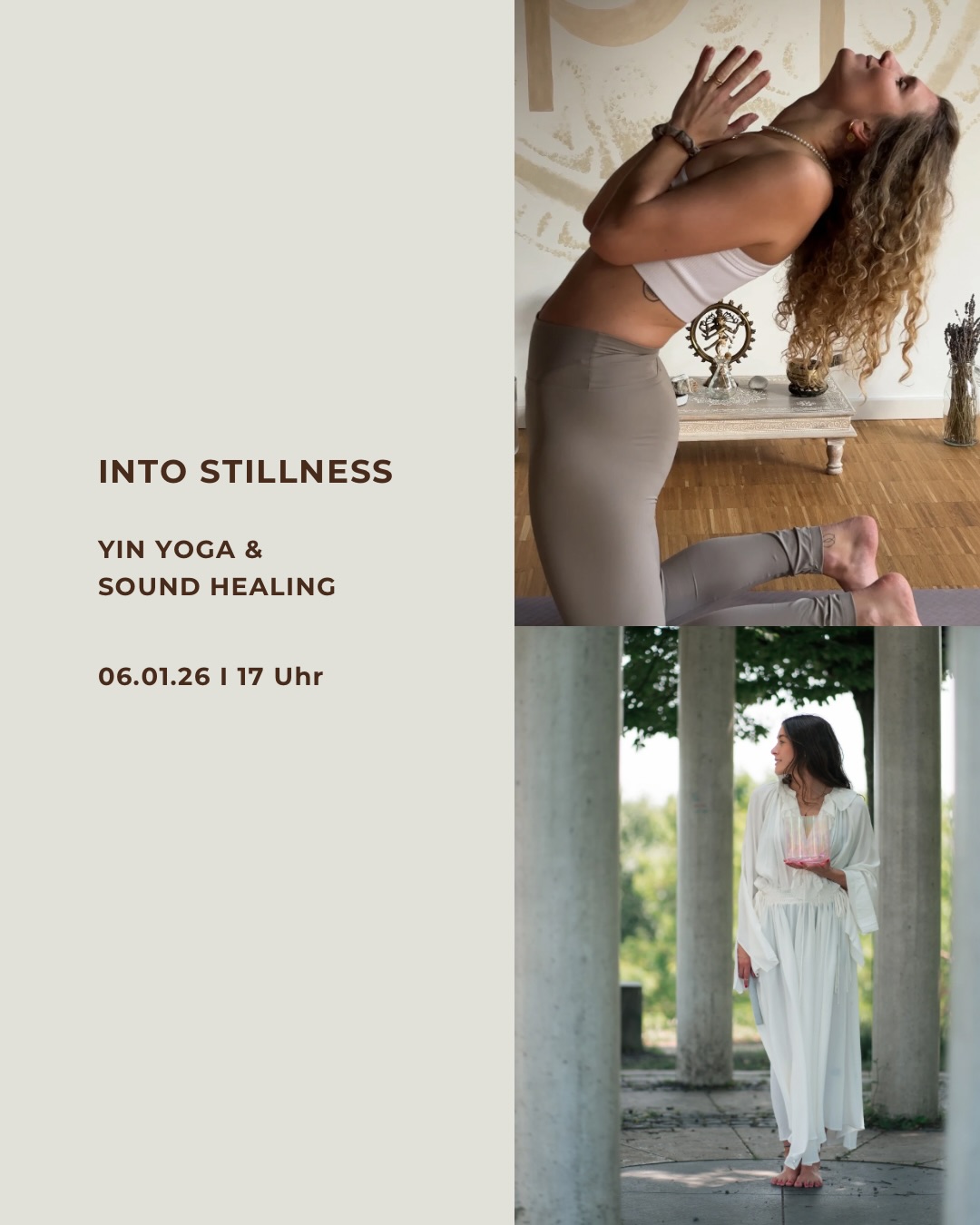 ✨ Sound Healing & Yin · 06.01.26
Zum Abschluss der Rauhnächte · mit Anja & Jasmin ✨
Ein neuer Anfang liegt vor dir.
Gentle Yin, sanfte Klänge und Journaling begleiten dich dabei, klarer zu spüren, was du im neuen Jahr erleben, und fühlen möchtest.
Ein Raum für deine Wünsche.
Ein Raum für mutige Visionen.
Ein Raum für all das, was wachsen darf.
Wir schließen die Rauhnächte gemeinsam – und öffnen die Tür zu deinem neuen Kapitel.
Komm vorbei, wenn du das Jahr bewusst starten und deine Energie ausrichten möchtest. 🌙✨
Link in bio
#rauhnächte2025 #yin #journaling