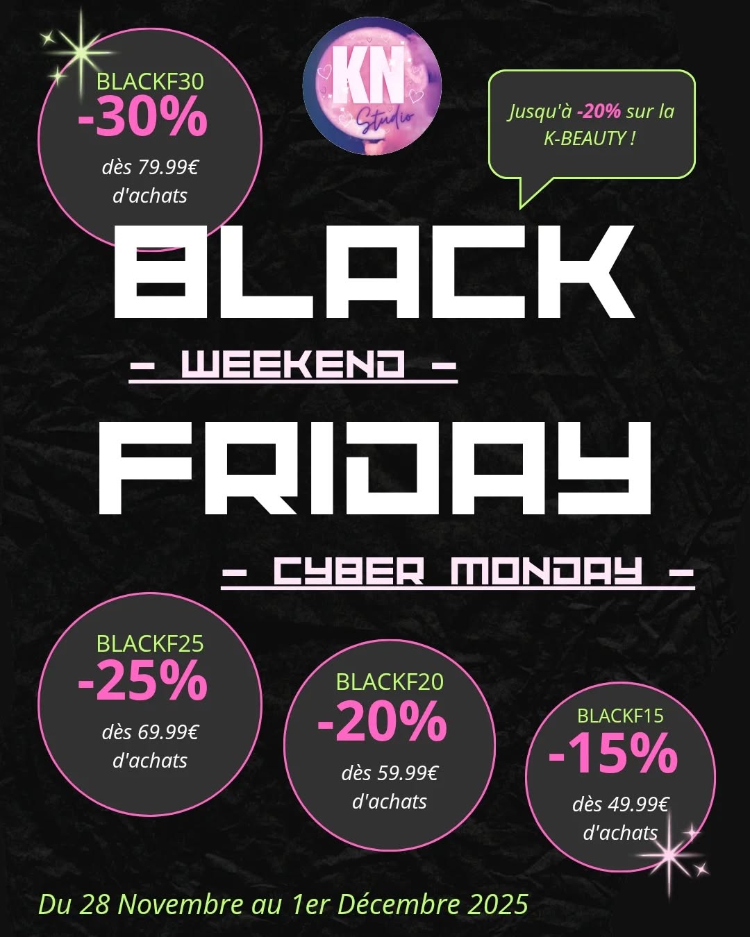 🖤 BLACK FRIDAY ON 🖤
Let's Go ▶️
🛒 Cliquez, craquez, ajoutez dans votre panier !
🗓️ Du 28 Nov - 1 Déc 2025
❄️ Deals exclusifs à ne pas manquer 🛍️
#kbeauty #pressonnails #accessories #cute