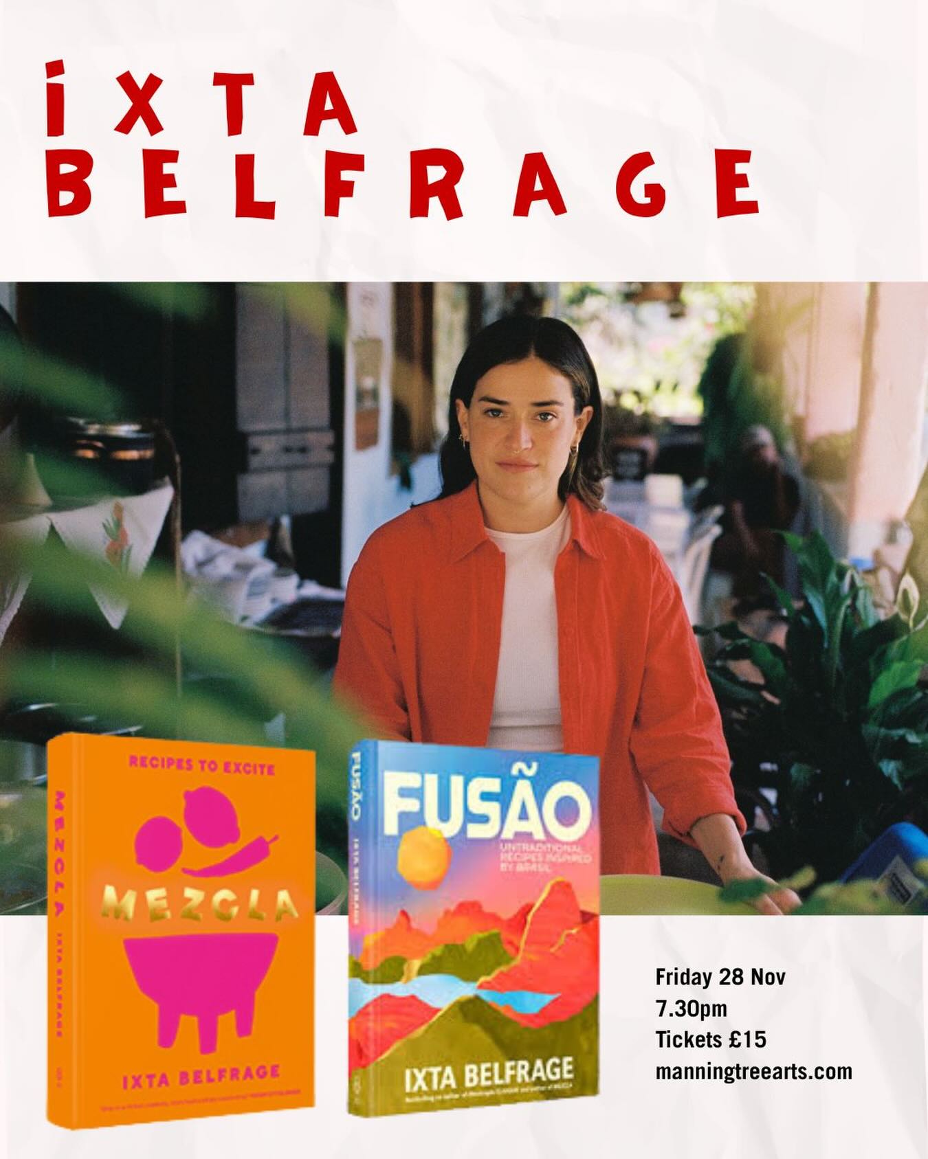 ✨✨ IXTA BELFRAGE AT MANNINGTREE ARTS✨✨
This Friday - only 10 tickets left 💜
Join us for a special evening with Ixta Belfrage, one of today’s most exciting and imaginative voices in food, as she celebrates the release of her new cookbook, FUSÃO. Blending conversation, Q&A and a book signing, this event offers a vibrant, personal exploration of the flavours and stories that have shaped her cooking.
@ixta.belfrage we cannot wait to meet you x