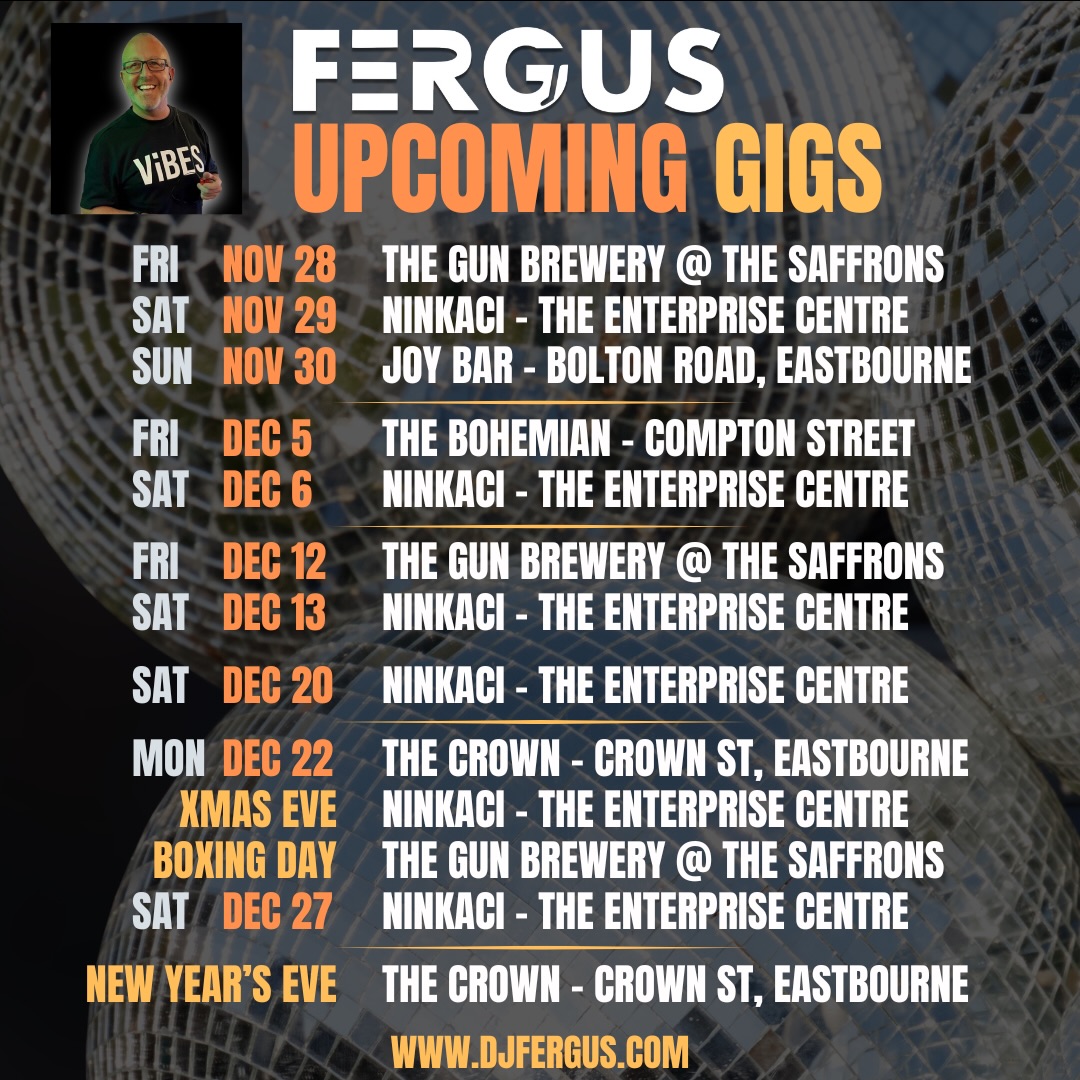 Really looking forward to the next few weeks of gigs…still a couple of slots available, but happy to be staying local, as we head towards the time of year when I most cherish seeing familiar faces, and (hopefully) playing music they’ll dance to 😂