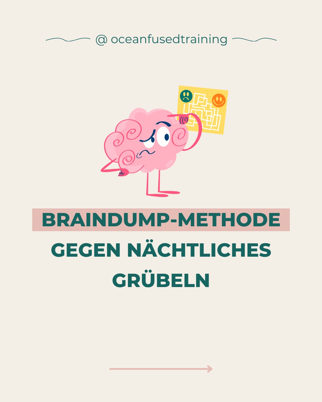 Nächtliches Grübeln entsteht nicht, weil du zu viel denkst, sondern weil dein Gehirn offene Gedanken nicht loslassen kann. Es versucht den Tag zu sortieren, genau in dem Moment, in dem du schlafen willst.
Typische Folgen:
😵 kreisende Gedanken
🧠 anhaltender Problemmodus
🌙 längere Einschlafzeit
Die gute Nachricht ist, dass du diesen Prozess unterbrechen kannst.
So wirkt die Braindump Methode:
📝 Schreibe 10 Minuten alles auf, was in deinem Kopf aktiv ist
🔍 Nutze kurze Stichworte, ohne Ordnung und ohne Lösungen
📕 Schließe das Buch und gib den Gedanken einen Abschluss
Ein Bodyscan oder eine Progressive Muskelentspannung kann zusätzlich helfen. Beides lenkt die Aufmerksamkeit vom Denken in den Körper und erleichtert den Übergang in den Schlaf.
Du willst lernen, wie du Stress besser regulierst und deine Resilienz stärkst? Dann schau dir unseren Bildungsurlaub Resilienz im Beruf an mit Surfen, Yoga und wissenschaftlich fundierten Methoden. Mehr Infos findest du über den Link in unserer Bio.
—
Hi, wir sind Ocean Fused Training. Wir verbinden berufliche Weiterbildung mit Natur und Bewegung. Folge uns für fundierte Impulse rund um Stressregulation, Selbstfürsorge und
Resilienz im Berufsalltag.
#stressmanagement #bildungszeit #resilienz #oceanfusedtraining #bildungsurlaub #erleben #teambildung #embodiment