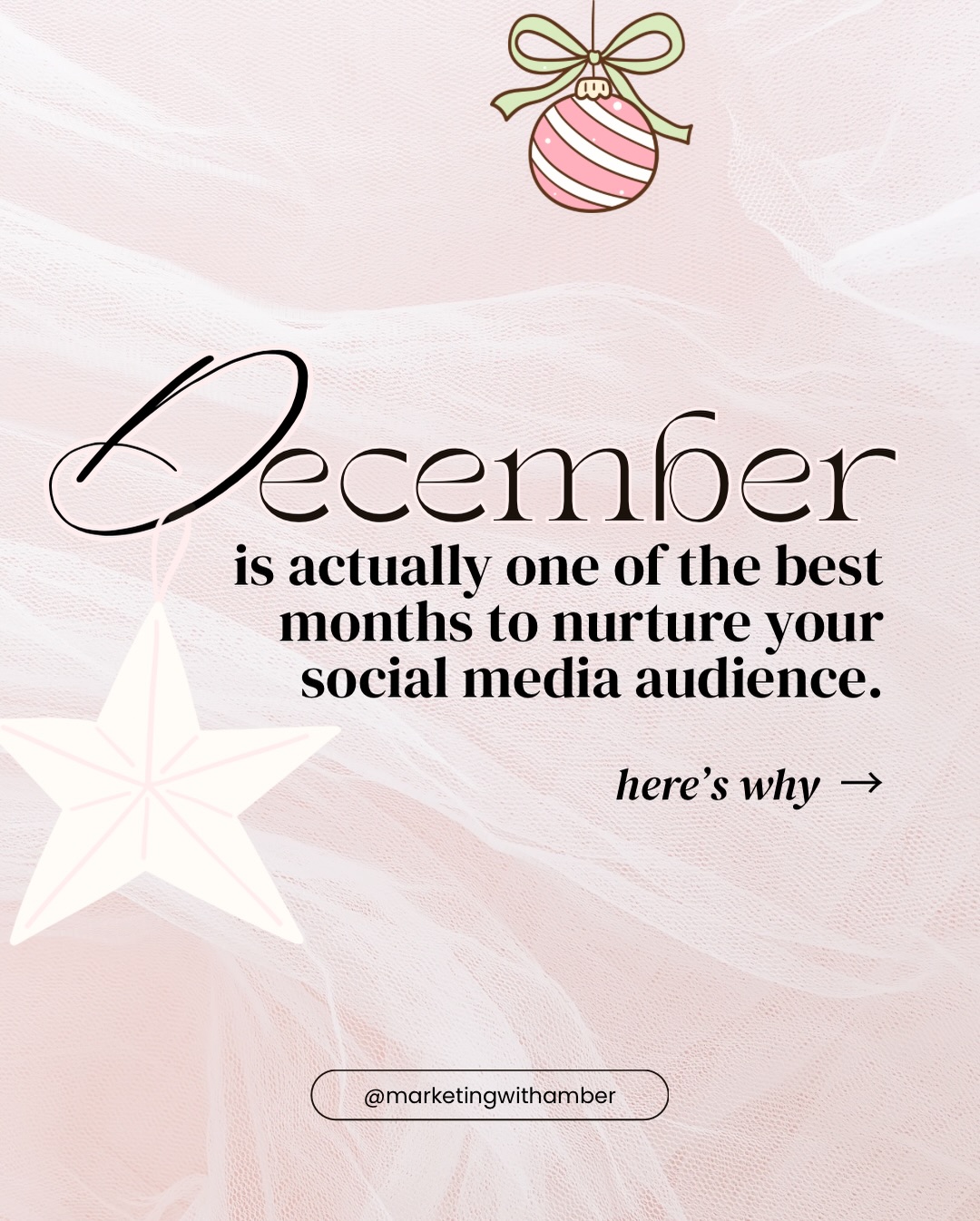 Lots of brands slow down on social media in December… but your audience doesn’t!
They’re resting, reflecting, scrolling and paying closer attention than you think.
This month is actually one of the best times to:
🕯️ deepen trust
🎁 show the human side of your brand
🌙 share softer, more relatable content
✨ plant seeds for what’s coming in the new year
You don’t need high-energy content right now.
You don’t need big launches.
Just calm, intentional posts that meet your audience where they’re at.
Top tip: plan and batch create your content in advance for over the festive period so you can still enjoy your break! You deserve to rest too 🎀
#socialmediamarketing #decembercontentideas #socialmediamarketingtip