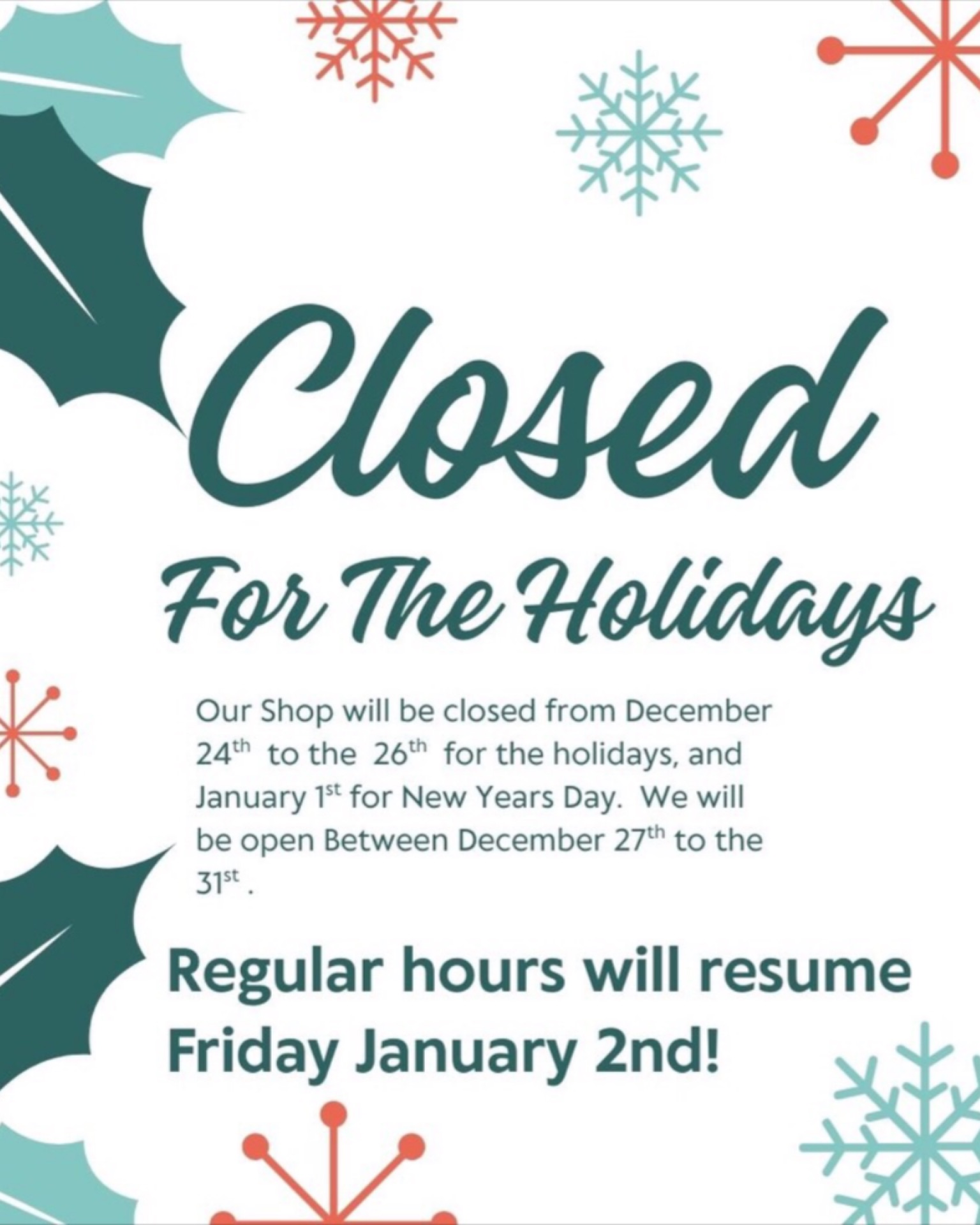Happy Holidays one and all!
Your Frame it on Bloor team will be taking a small break this festive season! The shop will be closed from Wednesday, December 24th to Friday, December 26th as well as on Thursday, January 1st for New Years Day. We will be open in between the holidays so please feel free to drop on by the shop from the 27th to the 31st, our google business hours will reflect the mentioned changes.
Thank you everyone for another fantastic year, we will see you in 2026!
With Well Wishes,
Your Frame it on Bloor Team🎄❄️🎁
#frameitonbloor #holidayhours #customframıng #bloorwestvillage #shoplocal