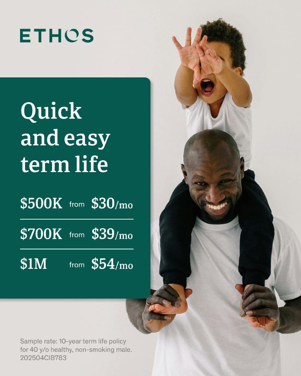 Life insurance made easy.
With Ethos, you can get life insurance in as little as 10 minutes. No medical exams needed—just answer a few health questions online. You could get up to $2 million in coverage today.
Get your quote today at emainsures.com