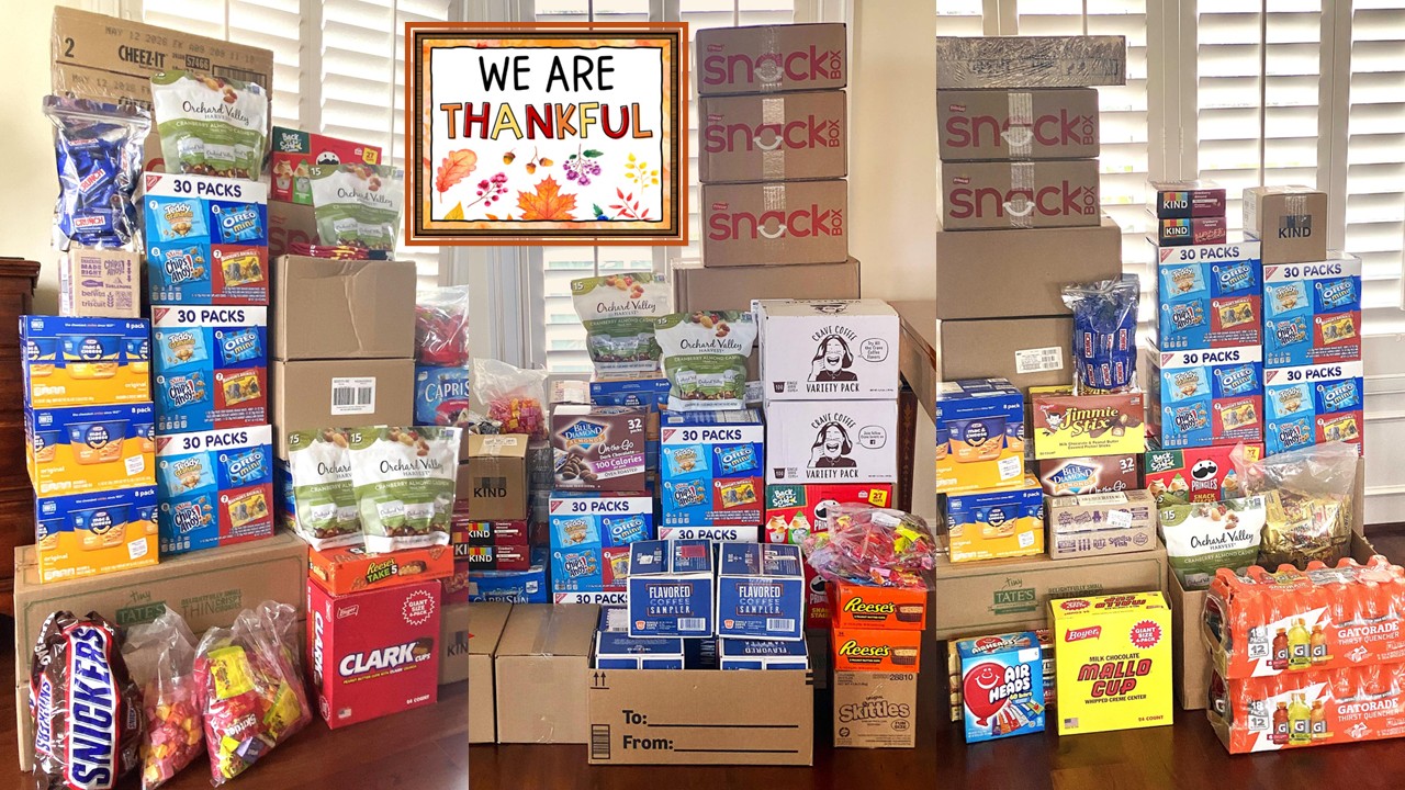 Mattie Miracle is GRATEFUL for our supporters! Thank you for making our Fall Item Drive a huge success! Candy and snack donations inundated Foundation headquarters, and they will help us to fully stock our five Snack & Item Carts! Read more in our November News.
https://conta.cc/49AQ1f6