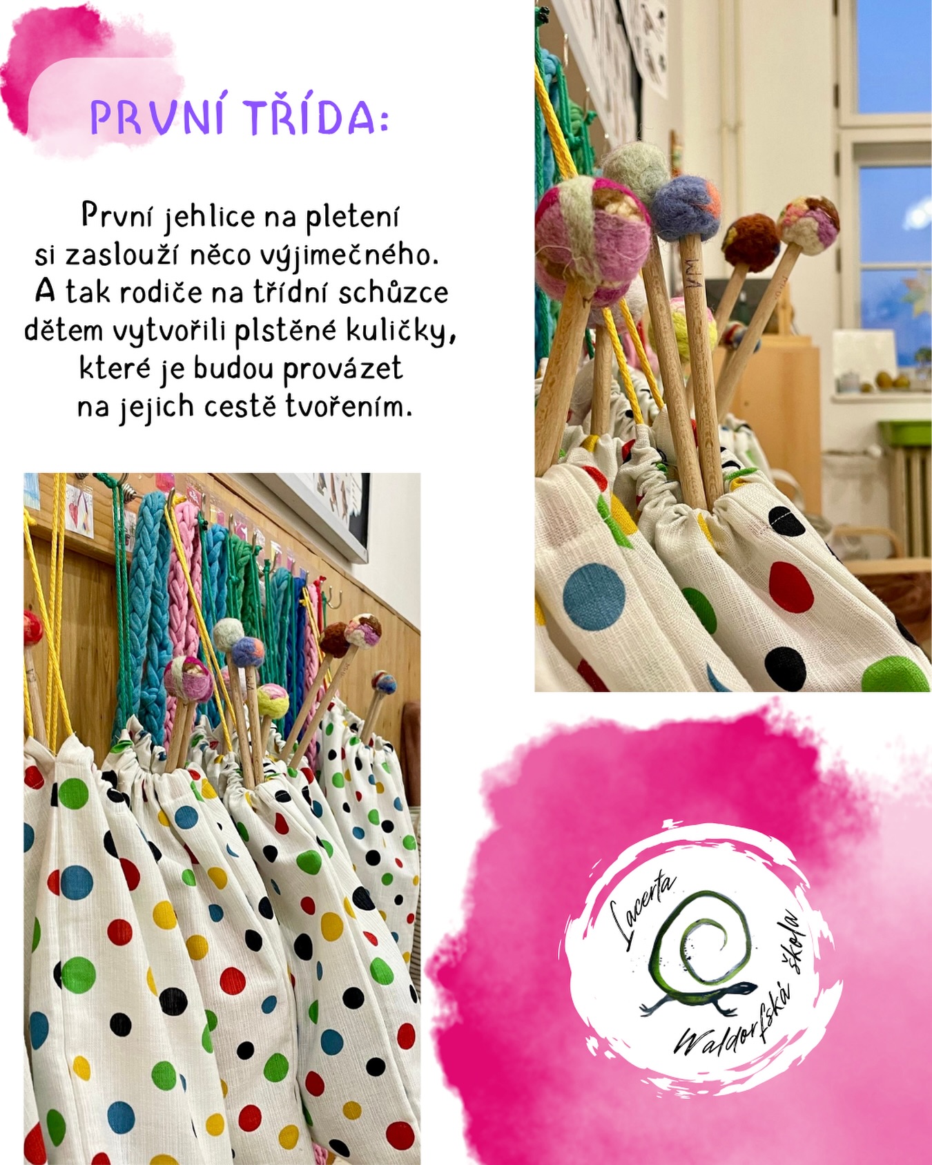 V naší první třídě se tvoří nejen krásné věci, ale i komunita.
Rodiče se na třídní schůzce pustili do výroby plstěných kuliček pro dětské jehlice – aby jejich začátky s pletením byly ještě radostnější.
Děkujeme za každý pár rukou, který přiložil svou trošku lásky a podpory. 🧡
#skola #deti #waldorflacerta