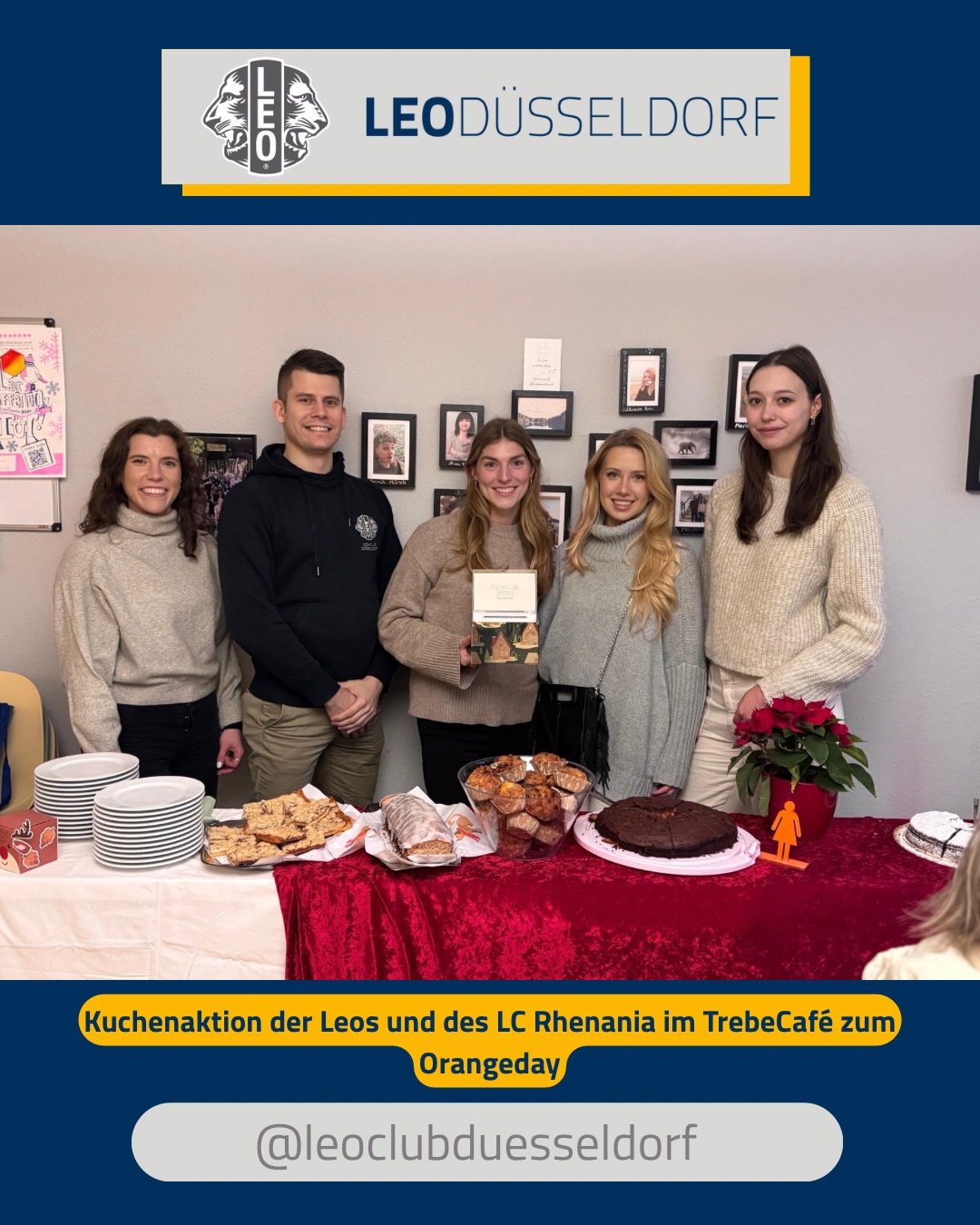 🍊 Orange Day – und wir waren mitten drin! 🍊
Am 25.11. durften wir das TrebeCafé beim Weihnachtsmarkt unterstützen – mit leckerem Kuchen. Weiter gab es warmem Kakao, Glühwein, Churros und ganz viel Herz. 🎄💛
Gemeinsam konnten wir 6 Kuchen beisteuern – von Eierlikör über Apfel, Marmor, Schoko & Käse bis hin zu Zitronenkuchen. Ein riesiges Dankeschön an alle, die gebacken, verteilt und mit angepackt haben! 🧁✨
Zwei Schichten, viele Begegnungen, viel Wertschätzung – und ein wohliges Gefühl, einen kleinen Beitrag leisten zu können.
Besonders schön: Einblick in die Arbeit des TrebeCafés und die Möglichkeit, die Räume vorab zu sehen & ins Gespräch zu kommen. Orte wie dieser verdienen Aufmerksamkeit – und Engagement. 💬🤝
Danke für diese tolle Aktion anlässlich des Orange Days!
Wir kommen gerne wieder. 🫶🧡
#OrangeDay #TrebeCafé WeServe LeoClub GutesTunSchmeckt WeihnachtsmarktMitHerz #leoclubdüsseldorf
