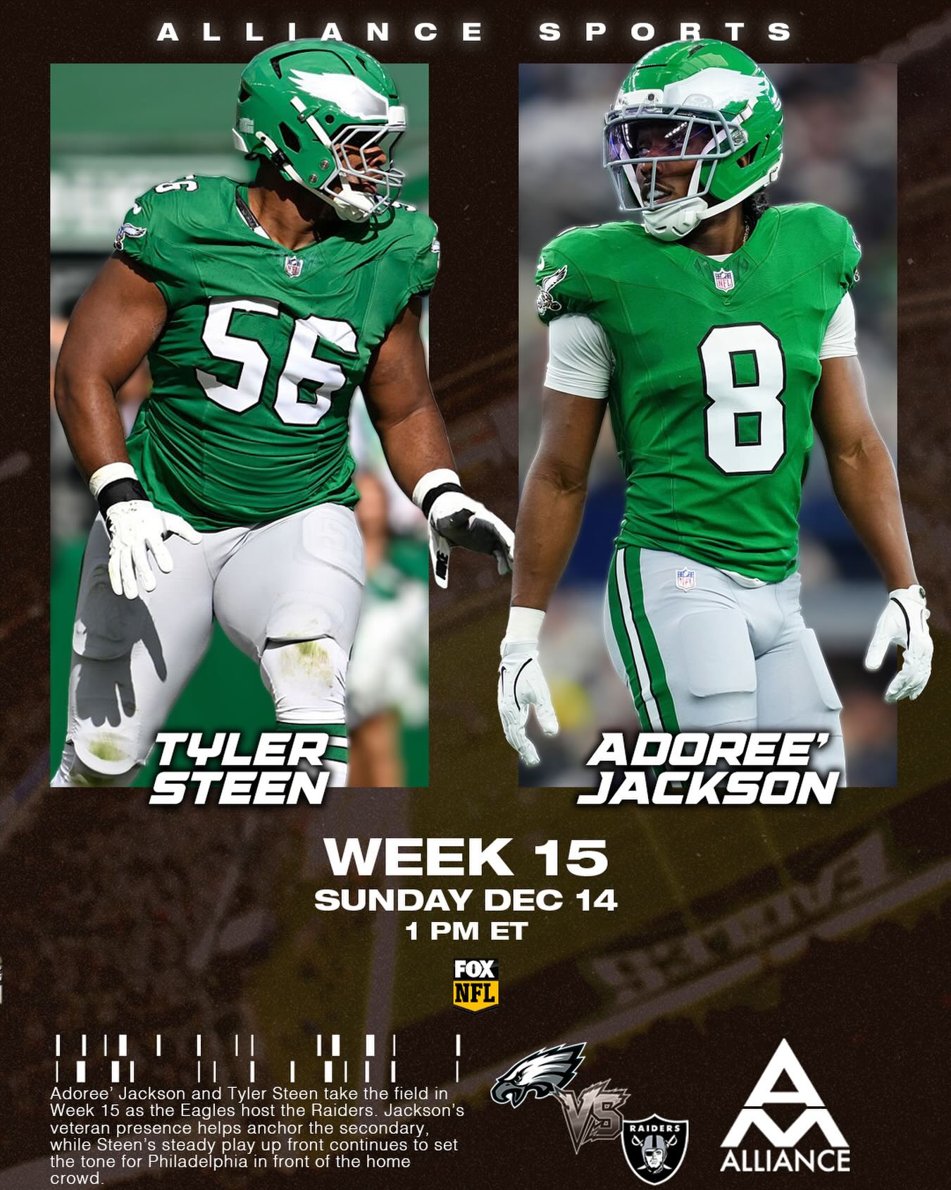 @t.steen54 & @adoreeknows locked in as the Eagles take on the Raiders in Week 15 🦅