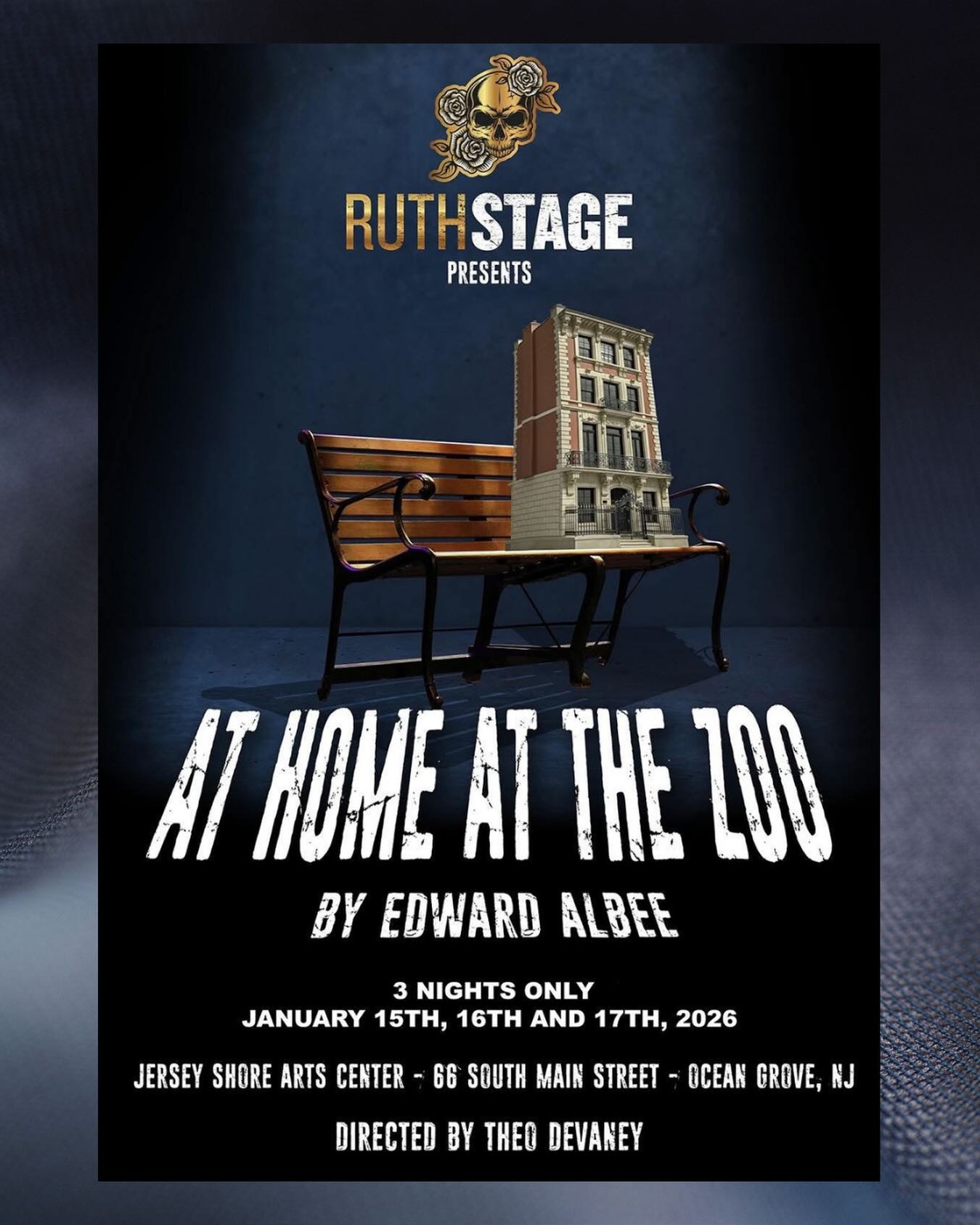 We’re running it back — but this time, you’re getting the whole story.
Peter. Jerry. Ann.
Three perspectives. One explosive Edward Albee masterpiece.
🎭 Ruth Stage is proud to present At Home at the Zoo this January at the Jersey Shore Arts Center and this production is going to hit harder than ever.
Theo Devaney will be directing with Matt de Rogatis, starring Christian Specht and Frank Danieli, this limited-engagement run digs deeper, goes darker, and brings Albee’s psychological brilliance fully to life.
Tickets on Sale!!
3 nights only — January 15th, 16th & 17th, 2026.
Don’t wait. This one’s going to sell out.