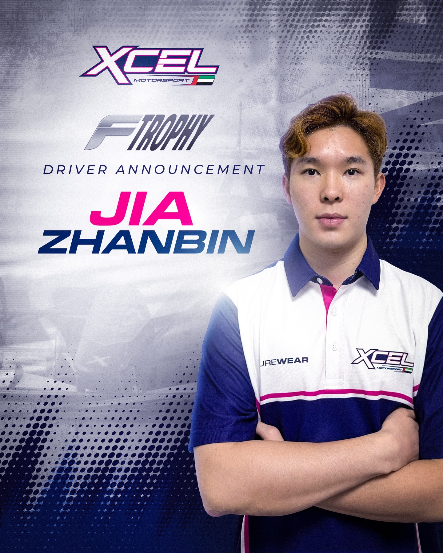 📣 DRIVER ANNOUNCEMENT 📣
Welcome to Xcel Motorsport Jia Zhanbin! Zhanbin will join our squad for the upcoming F4 UAE Trophy! 🇦🇪
#xcelmotorsport #f4uaetrophy