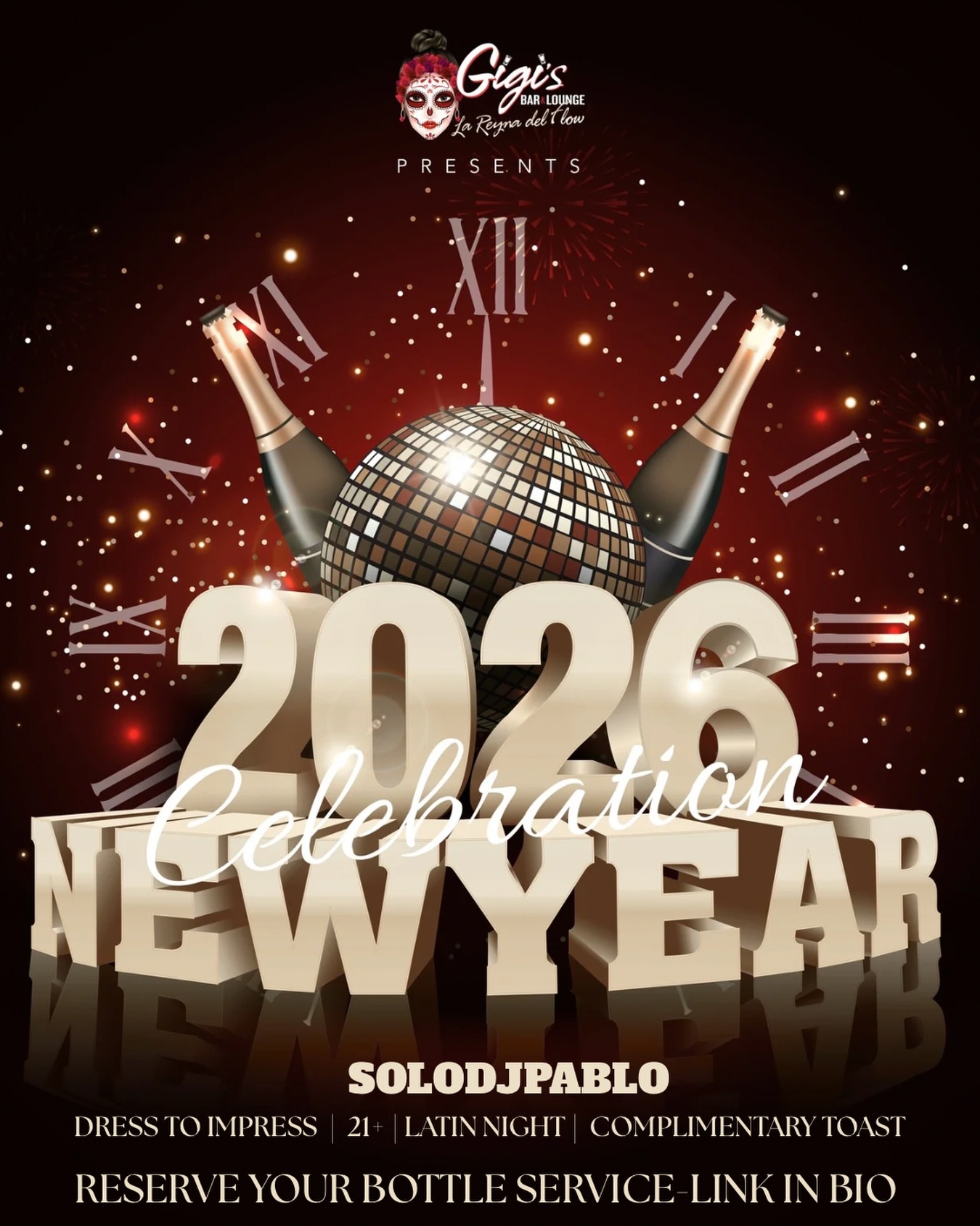 December 31st. La última noche del año… y la más intensa en Gigi’s.
No cover at the door, dress code enforced (ven hermosa, ven con estilo).
Join us for a Latin Night that turns into pure midnight magic. 🪩
Enjoy dinner before the party, fuel up with sabor, cocktails, y buena compañía, then stay for the DJ at 10PM and our complimentary Champagne toast at midnight. 🥂
Bottle service reservations-Link in BIO🔗
Let’s close the year the Gigi’s way.🎆
#nye #nyedallas #nyeparty #nightlife #plano #nye2016 #goodbye2025 #latinnight