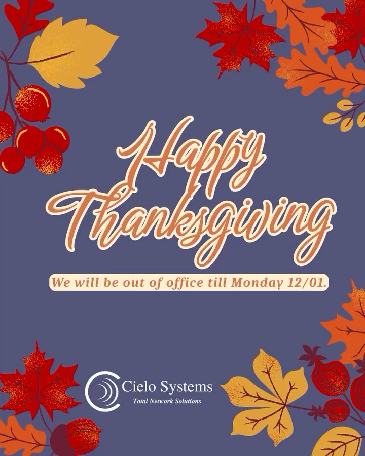 Wishing everyone a great holiday!
We will return to the office on Monday 12/01. Happy Thanksgiving 🦃!