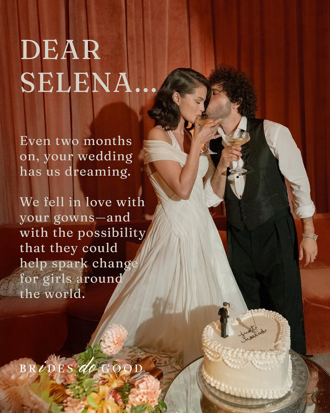 It has been 2 months, but we are still dreaming about the beautiful @ralphlauren gowns @selenagomez wore during her wedding celebration! Your celebration of love means so much, and can mean even more. Have you thought about the positive impact your wedding gowns can have on girls all over the world?
Your love story can be a force for good, and with Brides Do Good, any bride’s dream day can open the way for girls to decide their future.