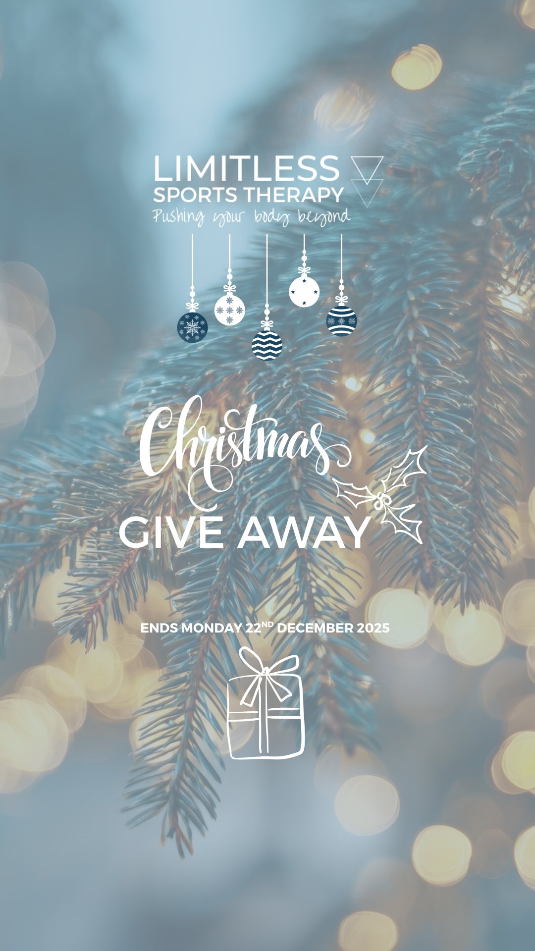It’s officially giveaway season ✨🎁
To say thank you for all the support, we’re gifting ONE of you a 30 minute session at Limitless Sports therapy for Christmas!!!
To be in with the chance of winning follow the steps below :
✨ FOLLOW @limitless.sportstherapy @becky_sportstherapy @charlotteluisalemay
✨LIKE this post
To increase your chances of winning claim a bonus entry by:
✨Tag a friend in the comments (every friend = 1 entry)
✨Share to your story (make sure you tag us)
Winner announced on Wednesday 24th December 9am 2025 🎉
T&Cs - Open to residence in the UK only, must be following all three profiles, winner will be selected randomly and contacted via DM; prize is valid until 30/04/2026. Entries must be in by Monday 22nd December 2025 by 10am - Good luck
#giveaway #merrychristmas #physiotherapy #sportstherapy