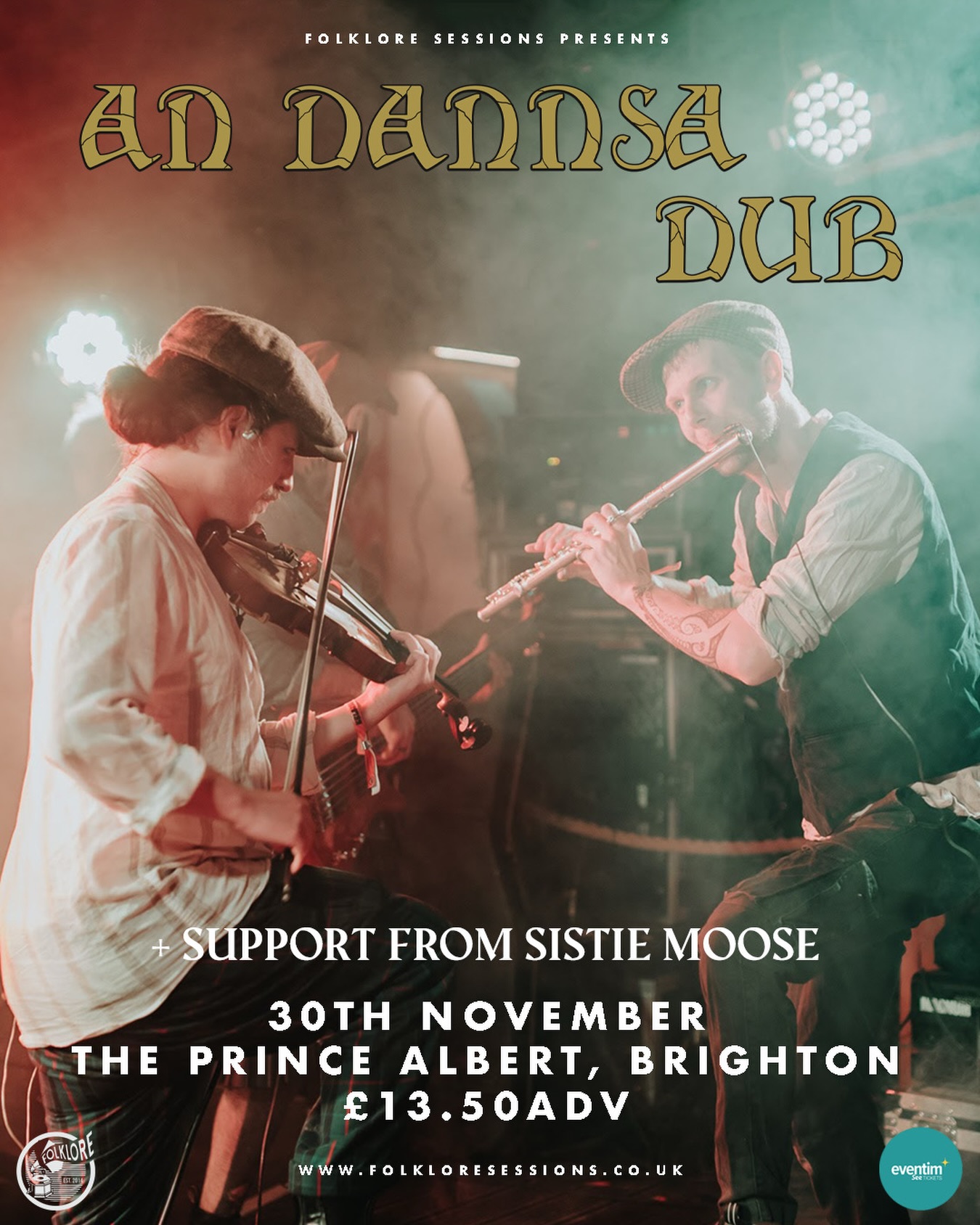 ⚡️TONIGHT IN BRIGHTON⚡️
ONLY A FEW TICKETS REMAINING 🚨
An Dannsa Dub (@andannsadub) 9PM
+ Sistie Moose (@sistiemoosemusic) 8PM
The Prince Albert 7.30PM
£13.50adv | 18+
Formed in 2020, An Dannsa Dub—led by Tom Spirals and Euan McLaughlin—have been making waves in the UK and beyond. Twice nominated for Live Act of the Year at the MG Alba Scots Trad Music Awards (23/24) as well as The 2023 Scottish Alternative Music Awards, the band has garnered critical acclaim for their ability to seamlessly blend the mystical sounds of Gaelic song and traditional Scottish instruments with the pulsating rhythms and deep basslines of digital dub.
FOLKLOREx
