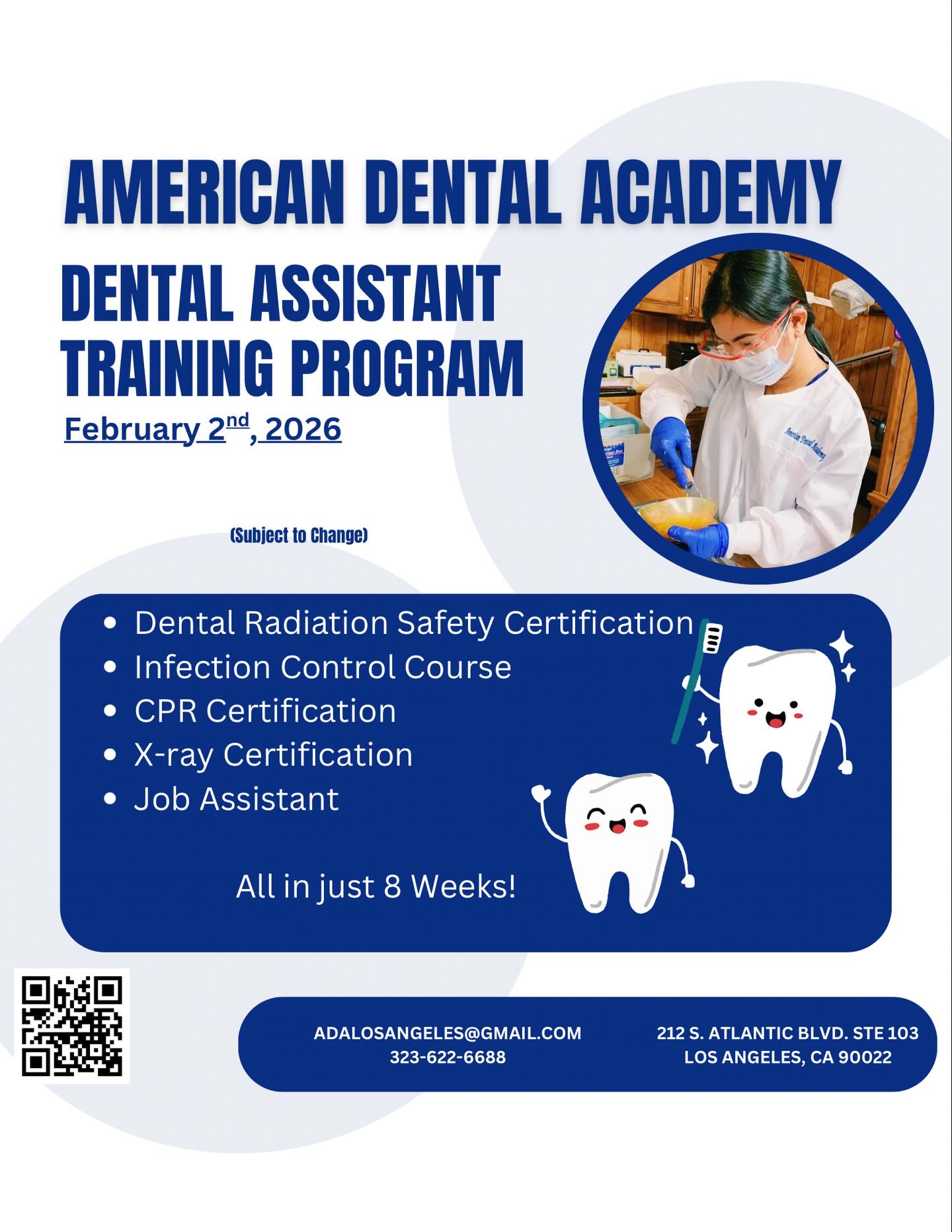 Join us for our next dental assistant training program! Classes start February 2nd, 2026. Register today to save your spot!
#dentist #dentalassistingprogram #dentalassisting #dentalassistantlife #dentalassistant #dental #school #vocationalschool