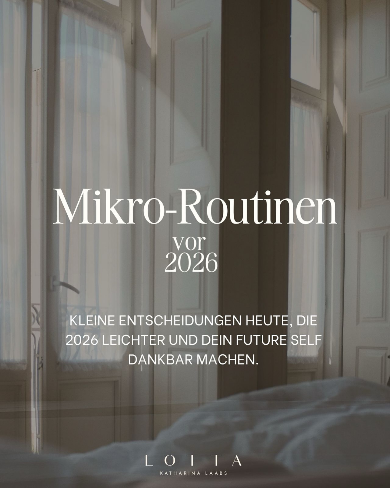 Es sind immer die kleinen Dinge, die den Unterschied machen…
…Ich liebe es mich vor Ende des Jahres auszurichten und mich zu fragen, in welcher Energie ich in Zukunft sein möchte.
Welche Routinen brauche ich dafür? Was wünscht sich mein Future self? 🤍
Was sind deine Routinen, um den Übergang entspannt zu gestalten?
Ganz liebe Grüße zu Dir!
Lotta
✨✨✨
#planung2026 #ausrichtung #businessmentor #alignment #ziele #werte #sichtbarkeit #soulbusiness