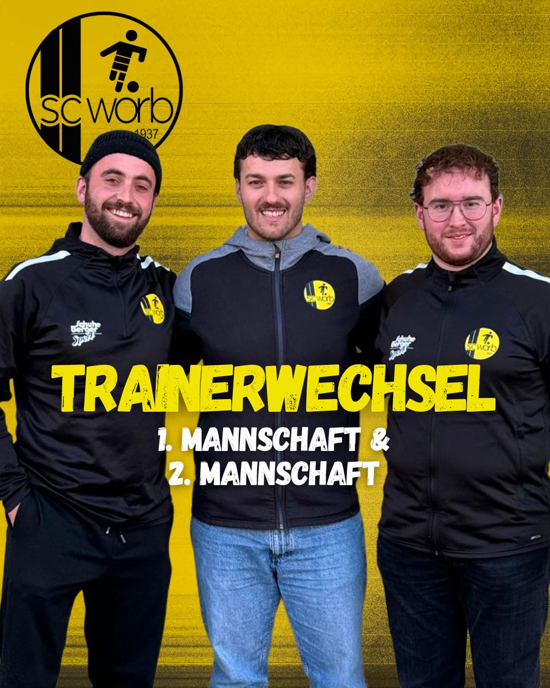 🔁 Trainerwechsel 1. & 2. Mannschaft
Riccardo Pileggi hat uns mitgeteilt, dass er sein Traineramt der ersten Mannschaft per sofort abgibt. Wir respektieren diesen Entscheid und danken ihm von Herzen für sein grosses Engagement.
Riccardo Pileggi:
"Ich bin dankbar für die Zeit im Verein, für das Vertrauen und für die gemeinsame Arbeit mit dem Team. Es war mir eine grosse Freude, Teil dieses Vereins zu sein."
Wir wünschen Ricci nur das Beste und bedanken uns für alles.
Gleichzeitig freuen wir uns sehr, die Nachfolge bekanntzugeben.
Stibe Locher (links im Bild), langjähriges Vereinsmitglied und Trainer der zweiten Mannschaft übernimmt nach erfolgreicher Weiterentwicklung zahlreicher Junioren unser Eis. Mit seinem grossen Knowhow und seiner positiven Art wird er die Zukunft prägen.
Im Zwöi übernimmt Sandro Briggen (rechts im Bild). Ein grosses Trainertalent das die Mannschaft ab Januar weiterentwickeln und natlos an Erfolge anknüpfen wird.
Wir freuen uns auf die Zusammenarbeit und auf viele spannende Spiele im Wobo💛🖤
