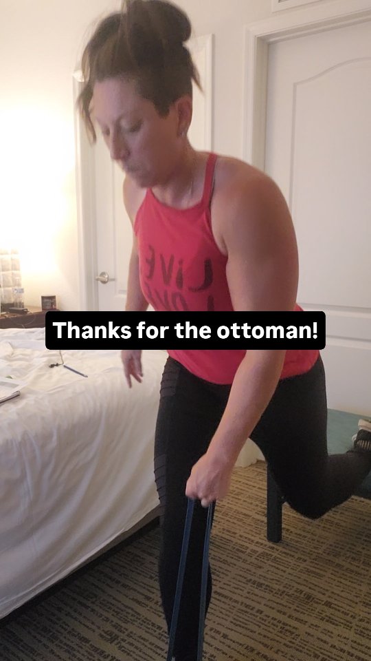 A modified hotel room workout is always better than a skipped workout! #noexcuses #hotelworkout