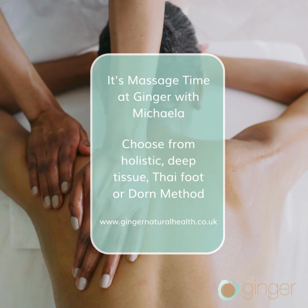 Treat yourself to a wonderful massage at Ginger with Michaela. You can choose from holistic, deep tissue, warm bamboo Thai foot and Dorn method massages. All available to book online today or call 01727 869929.
#massage #massagetherapy #stalbans