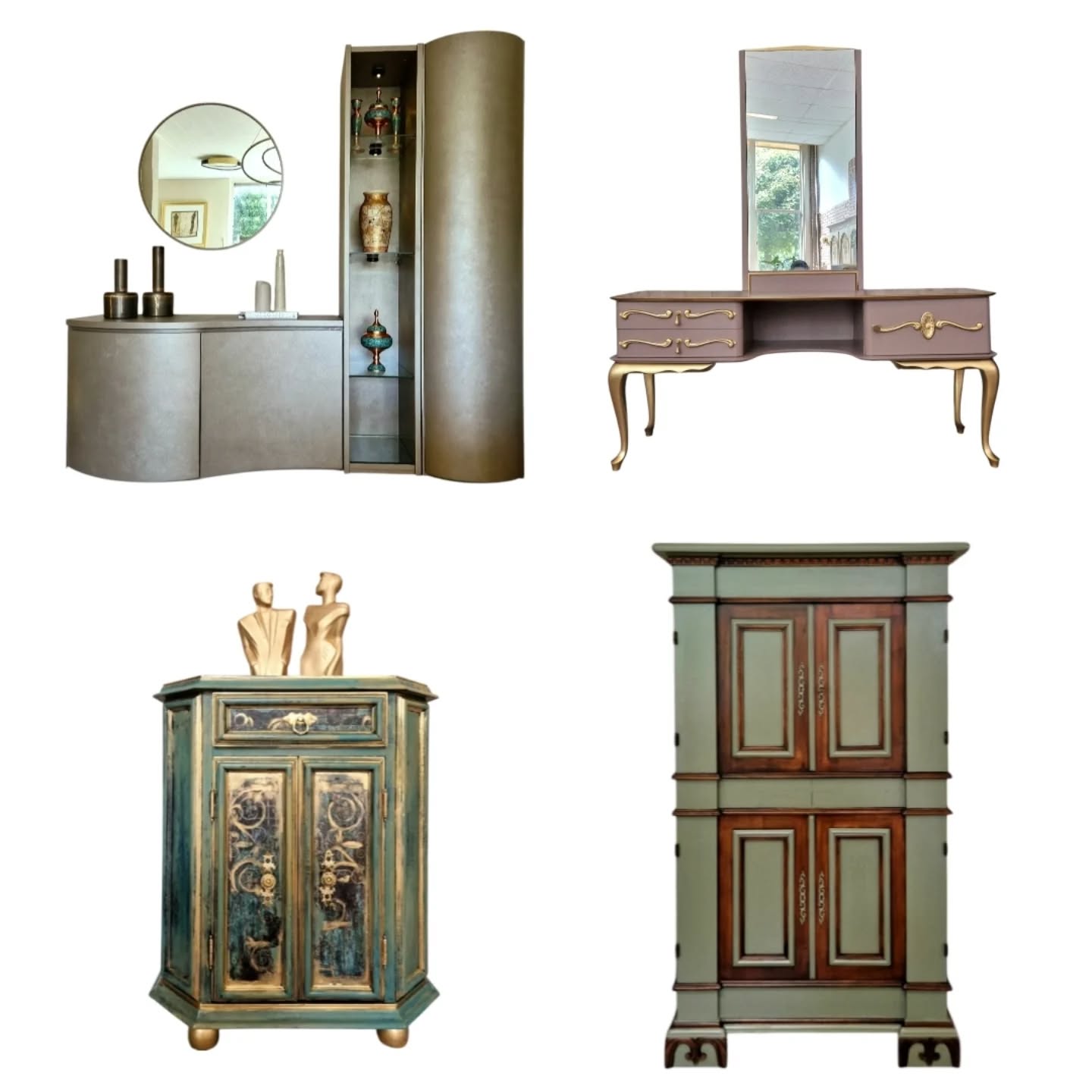 Ik ontwerp en restyle unieke handbeschilderde meubels met aandacht voor detail en hoogwaardige afwerking. Elk stuk wordt in mijn atelier zorgvuldig bewerkt tot een bijzonder en karaktervol meubel dat je interieur onderscheidt.
Wat ik maak:
• Dressoirs en kasten met artistieke afwerking
• Unieke meubelstukken die nergens anders te koop zijn
• Maatwerk op verzoek
• Restauratie en restyling van jouw eigen meubel
• Modern, klassiek of volledig op jouw stijl afgestemd
Voor wie?
Voor klanten die geen standaard meubel zoeken, maar een exclusief stuk dat sfeer en persoonlijkheid aan de ruimte geeft.
Showroom in Velp (op afspraak).
Prijs: afhankelijk van maat en afwerking.