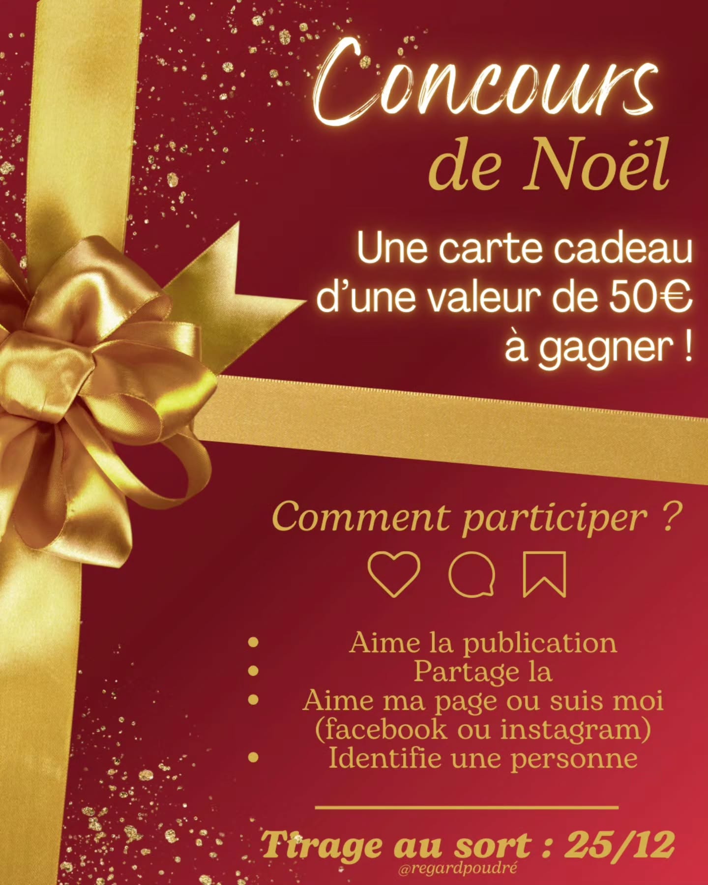 🎄 CONCOURS DE NOEL 🎄
Attention de bien remplir toutes les conditions !!! 🎅🎄😜
C'est partiiiii✨️
⚠️ carte cadeau valable 3 mois à compter du 25/12