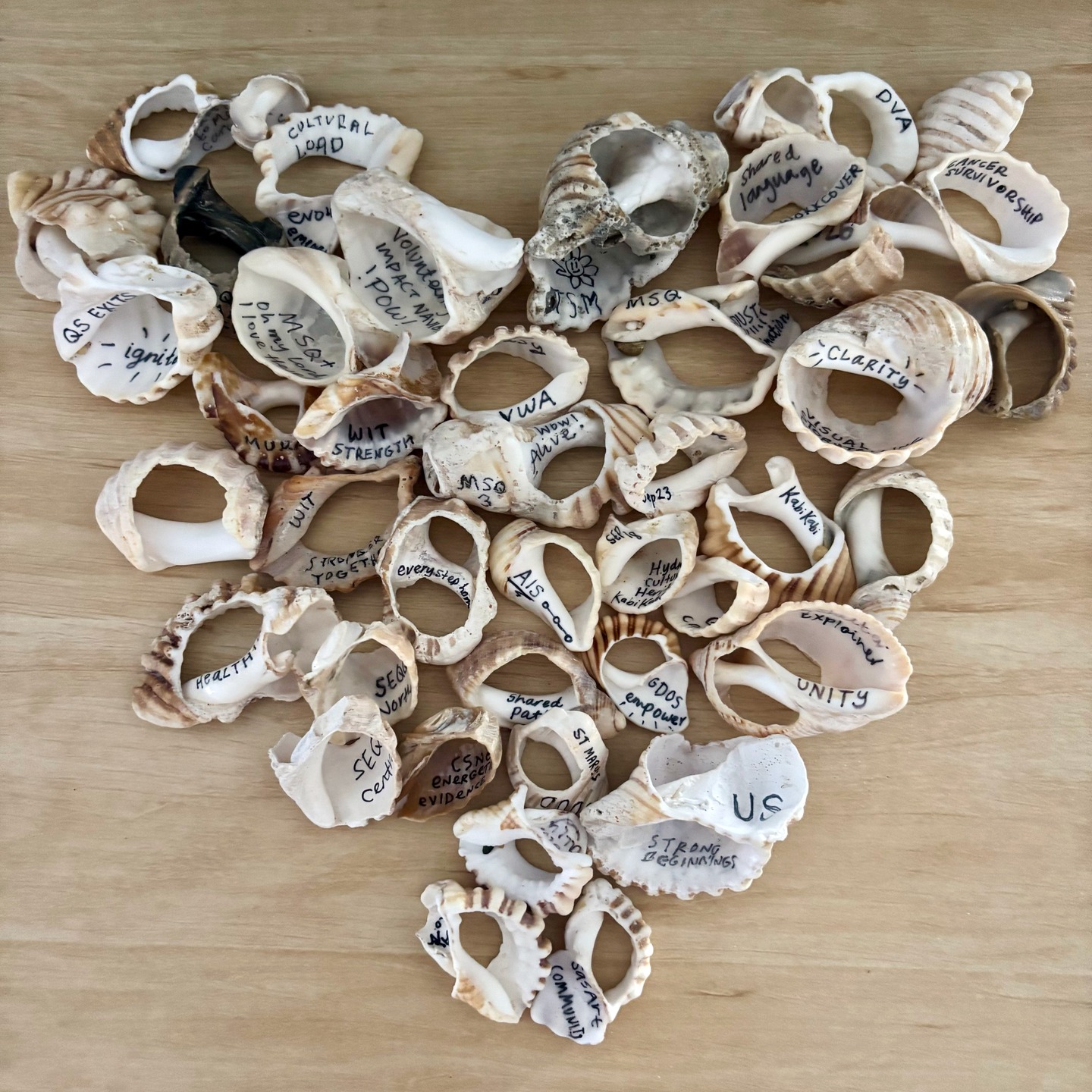 I’ve just passed the one-year mark since moving to Our Beautiful Beach Life, and when I arrived I had no idea how Indi Dust would evolve in this new place.
On my beach walks, I started picking up shells and thinking about how clients find me. I realised I didn’t need to chase or worry. They arrive when they’re ready. Each one washes ashore, and I pick them up one by one. I write the client’s name on the shell, along with a single word that captures the feeling or impact I hope to create with them.
It’s become a small, grounding ritual. And one year on, this is the result: 45 strategic visual storytelling projects, co-designed with deeply thoughtful, impact-driven humans, all shaped by this beautiful beach life.
I’m signing off for the year with a bucket-load of gratitude. Here’s to the horizon of 2026. I can’t wait to see what washes up next.
#visualstorytelling #indidust #trusttheprocess