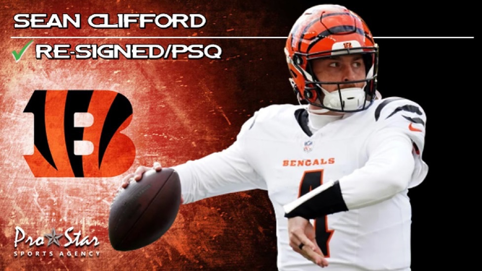 Congratulations to QB @seancliff14 on re-signing with the @bengals ! LET’S GO, SEAN!! #ProStarFamily