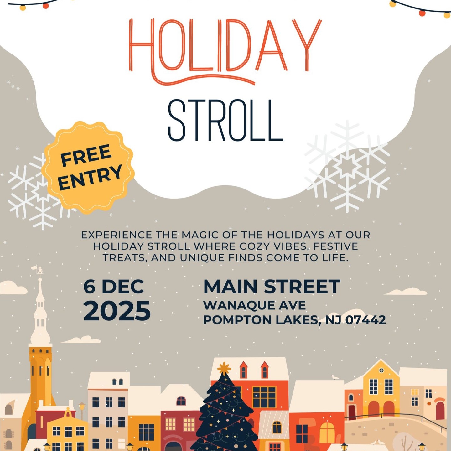 ✨ Experience the magic of the holidays at our Holiday Stroll! ✨
Step into a world of cozy vibes, twinkling lights, delicious festive treats, and one-of-a-kind treasures—just waiting to be discovered. Whether you’re looking for the perfect gift or simply want to soak up all the holiday cheer, this is the place to be.
We’re thrilled to welcome amazing vendors like Donna Day TLC and Let The Lite Be With You, along with many more local favorites. Come sip, stroll, shop, and make some merry memories with us!
Mark your calendar, invite your friends, and get ready for a dose of holiday magic. We can’t wait to celebrate with you! 🎄✨ #donnadaytlc #letthelitebewithyou #holidaystroll #pomptonlakesnj #pomptonlakesmoms #pomptonlakes