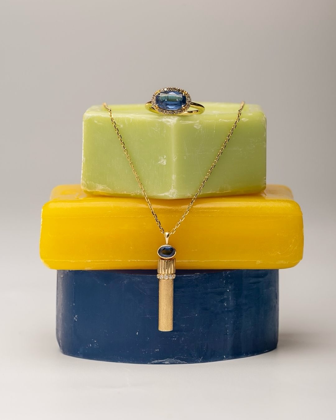 Bluer than blue coloured stones 💙 #fotinipsarouli #handmadejewelry #finejewelry #pendant #ring