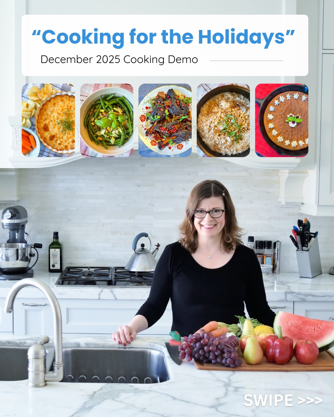My new cooking demo for December 2025: “Cooking For The Holidays” ❄️
Sign up now using the link in bio to secure your spot!
This demo will feature 5 delicious recipes:
🧅 Warm French onion dip served with baguette and potato chips
🫛 Dressy green beans with pecorino and pistachios
🍖 Slow braised lamb in pomegranate balsamic reduction
🍚 Lebanese rice with vermicelli and pine nuts
🫚 Chewy gingerbread cookie with coffee spiced whipped cream
#holidayrecipes
#cookingdemo
#torontofood
#familymeals
#registereddietitian
#nutritionist