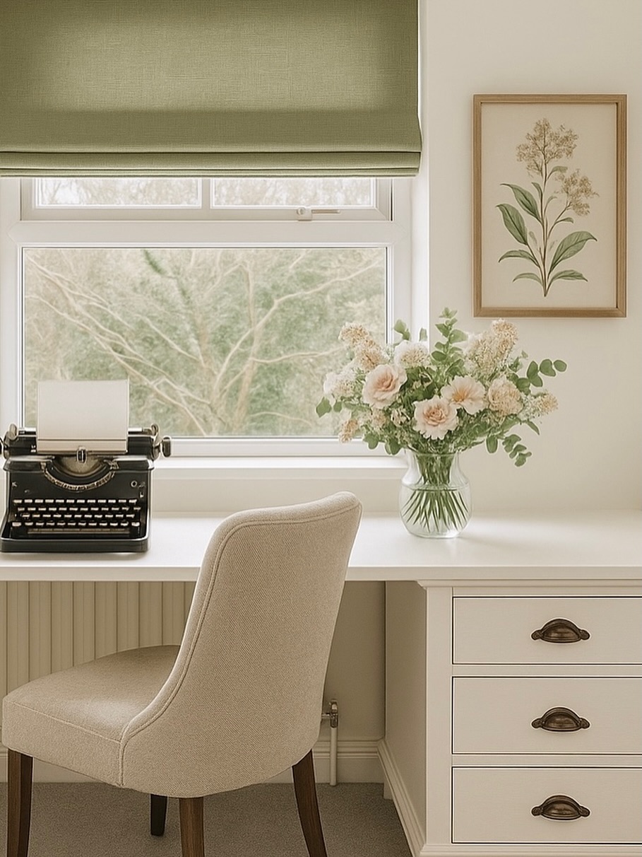 I have repaired and refurbished this old chest of drawers with Little Greene eggshell paint and made a fitted worktop to finish it. Doesn’t it provide the perfect space for this authors space in Horsham #officedesk #littlegreene #handyman