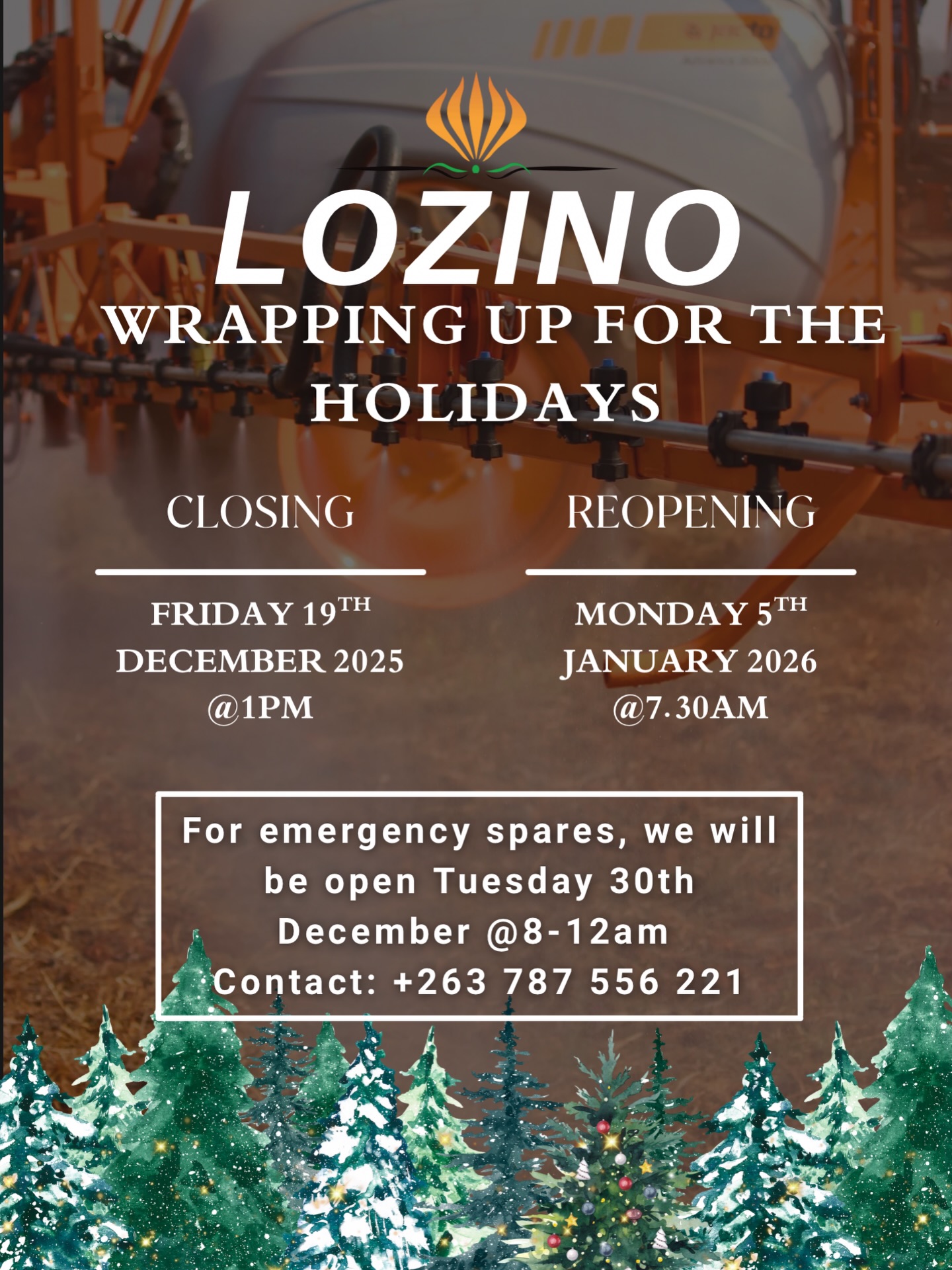 December is officially here!!
We know that things get busy for everyone as the year comes to an end, so here is an early heads up for our closing dates this December/ January holidays, so that you have time to prepare 💪🏼
Note: We will be available for emergency parts on the morning of Tuesday 30th December, please get in contact and let us know if you happen to need this service.