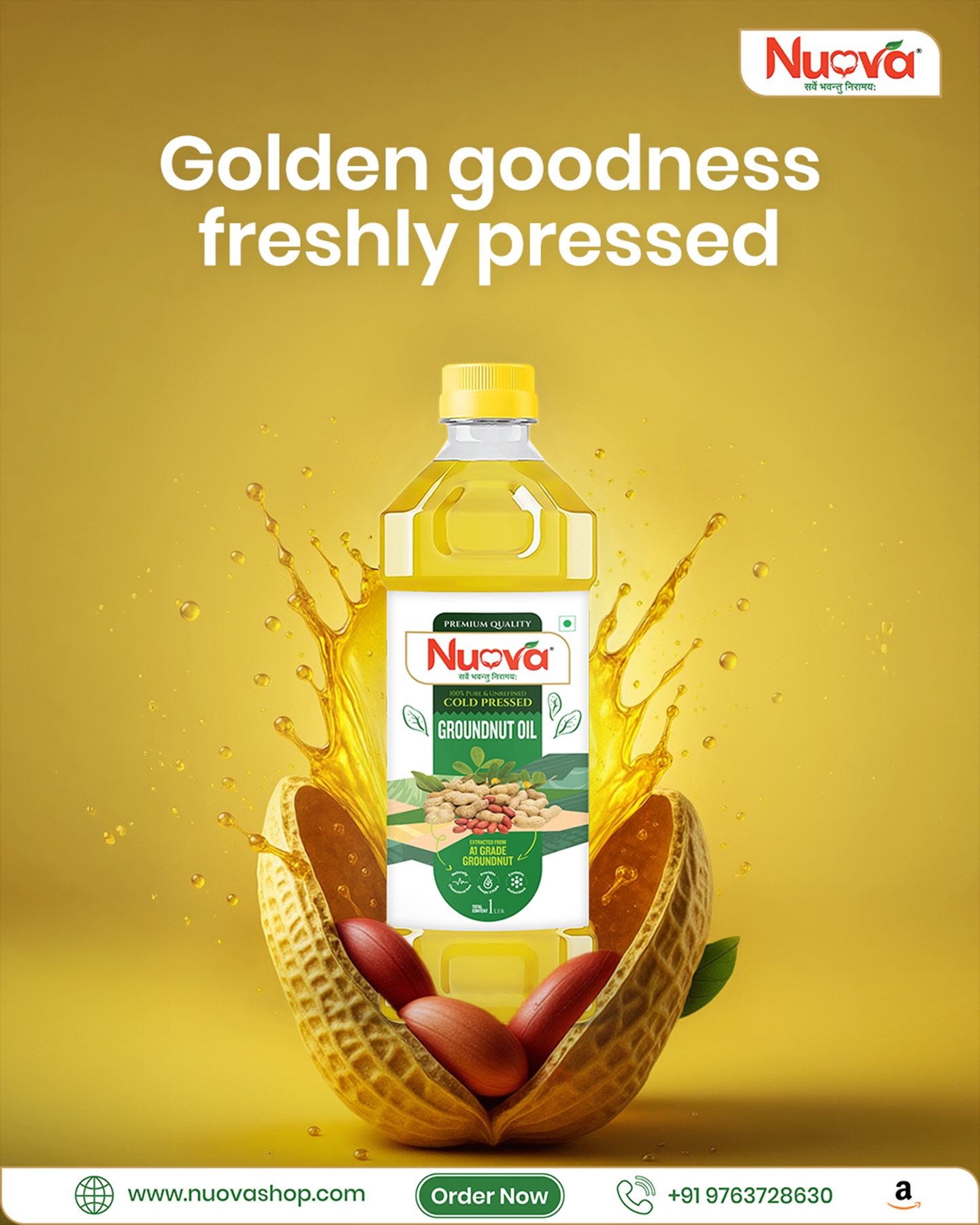 Experience the golden purity of Nuova Cold-Pressed Groundnut Oil — naturally rich, delicious, and perfect for everyday cooking.
Packed with good fats, antioxidant benefits, heart-friendly nutrients, and the authentic flavour of real groundnuts to make every meal wholesome. 🌿✨
🛒 Shop Now: www.nuovashop.com
📞 Order On Call: +91 9763728630
📦 Also available on Amazon
⸻
Cold pressed groundnut oil Pune, Wooden pressed oils India, Pure edible oils Maharashtra, Healthy cooking oils India, Natural groundnut oil, Peanut oil for cooking, Premium cold pressed oils
⸻
#nuovaoils #coldpressedgoodness #edibleoil #groundnutoil #coldpressedgroundnutoil #FreshPressRichFlavour #healthycookingindia #purefromnature #coldpressedoilspune #wholesomeliving #everydaywithnuova #naturalgoodness