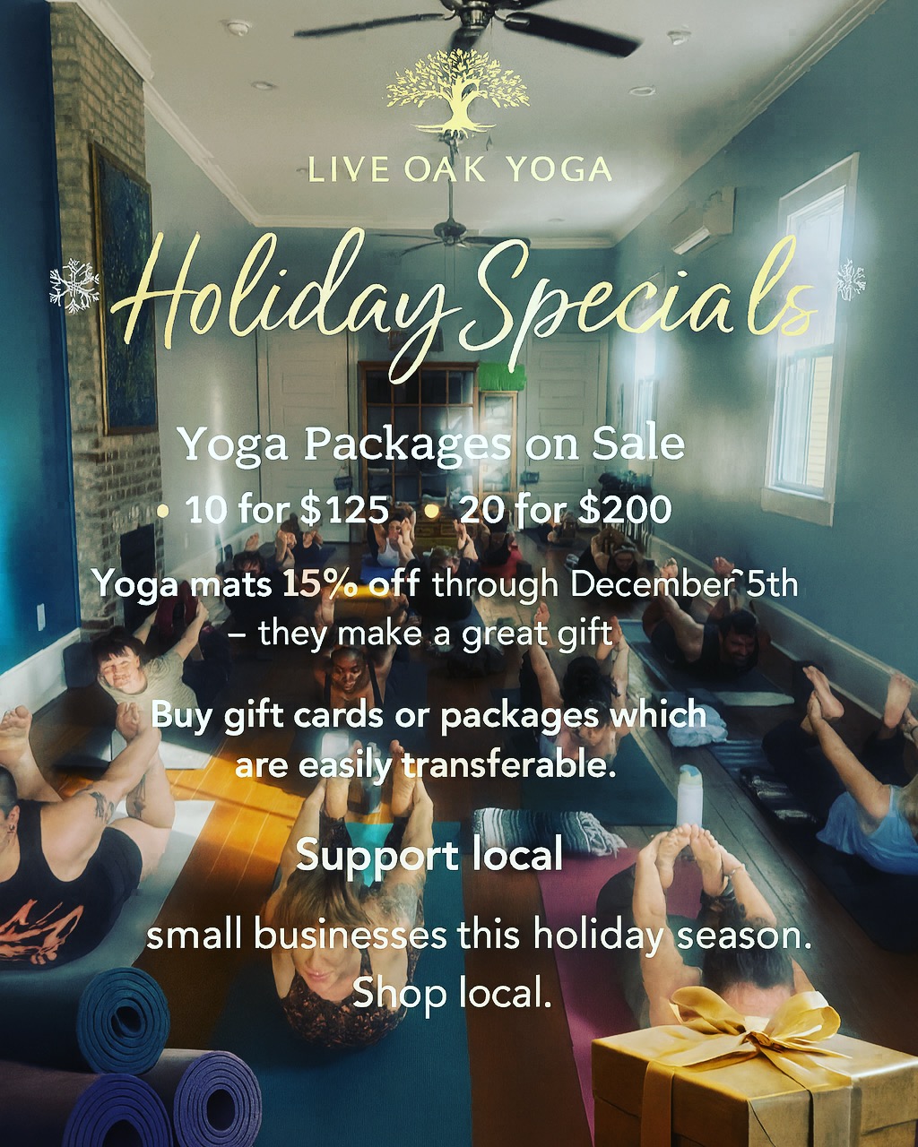 ✨ Live Oak Yoga Holiday Specials ✨
We’re a cozy boutique studio tucked right here on Magazine Street in New Orleans, and this season we’re celebrating community, connection, and the joy of giving thoughtfully.
🧘♀️ Holiday Yoga Package Sale
• 10-Class Pack — $125
• 20-Class Pack — $200
Packages never expire + are easily transferable — perfect gifts for the yogis in your life.
🪷 Yoga Mats 15% Off through December 25th — a meaningful gift they’ll use again and again.
✨ Support small businesses this holiday season.
✨ Shop local.
✨ Give experiences and products with real value.
From our close-knit community to yours — happy holidays. 🤍 #liveoakyoganola #nolayoga #yoganola #nolayogacommunity #yogasale #holidaysale #shoplocal #shopexperiences #yogamatsale