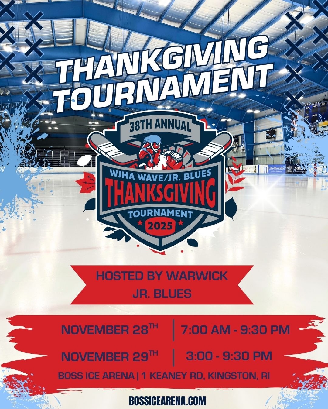 Warwick Jr. Blues Thanksgiving Tournament this weekend! Here’s everything you need to know. 🦃⛸️