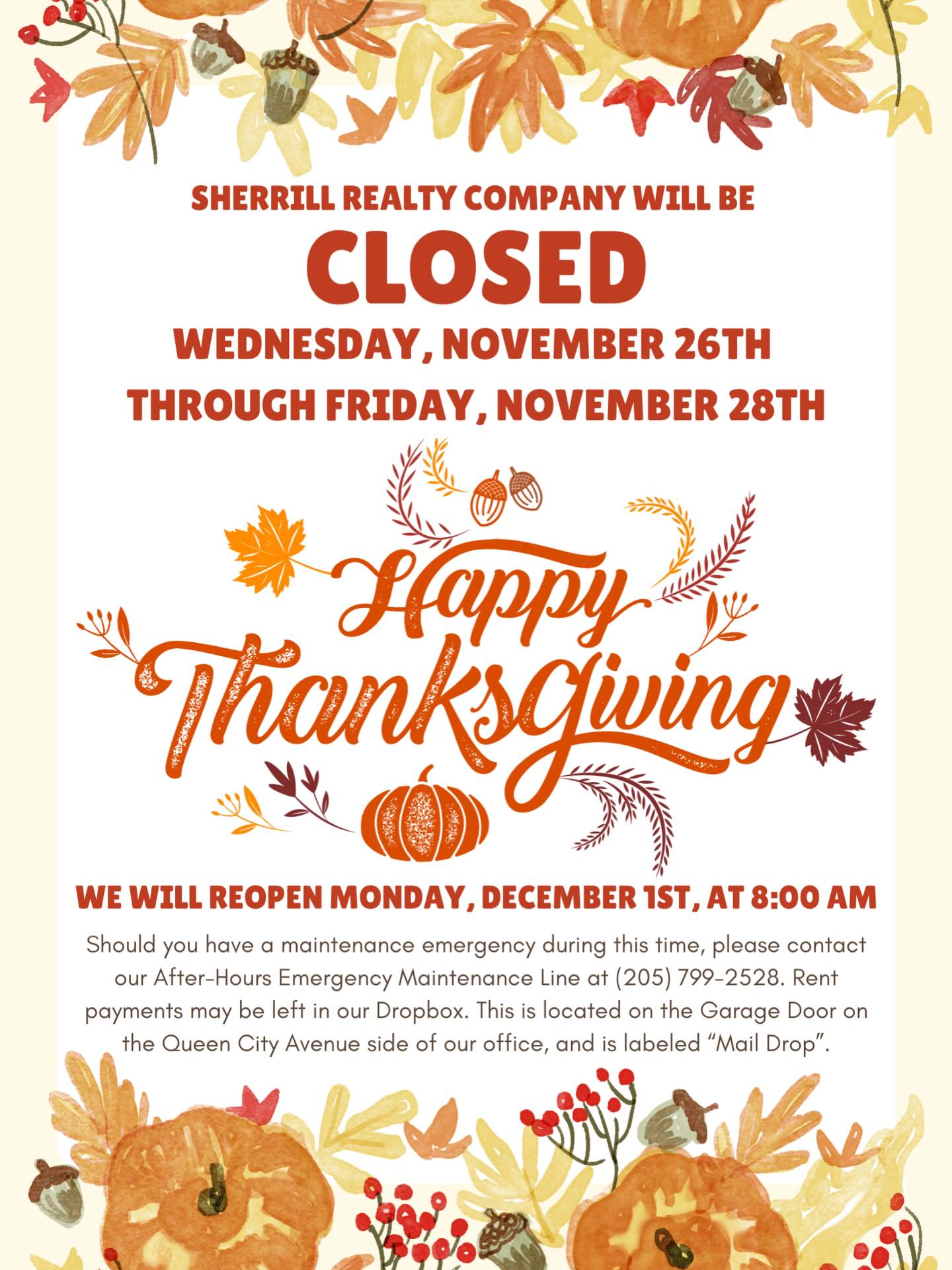 We hope everyone has a Happy Thanksgiving!