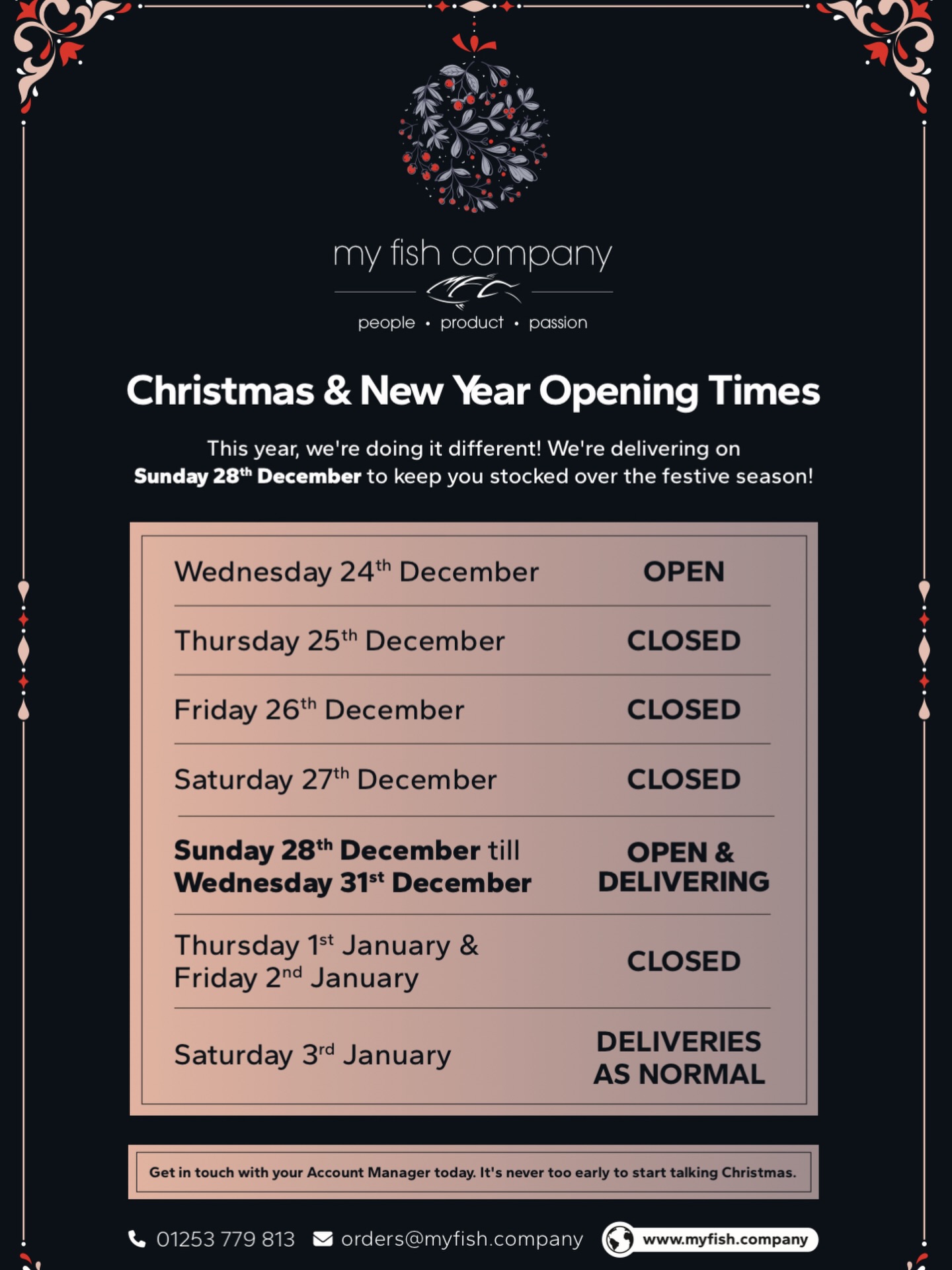 One month today…it’s the BIG day! 🎄
And this year we’re doing it differently. So make sure you save this delivery dates post.
We’ll pin it to the top to help, but really you need to talk to the team to tell us what’s on your menus.
Let us help you get ahead for your most important time of the year 🎄
#christmasdeliveries #christmasmenus #christmastime #christmasorders
