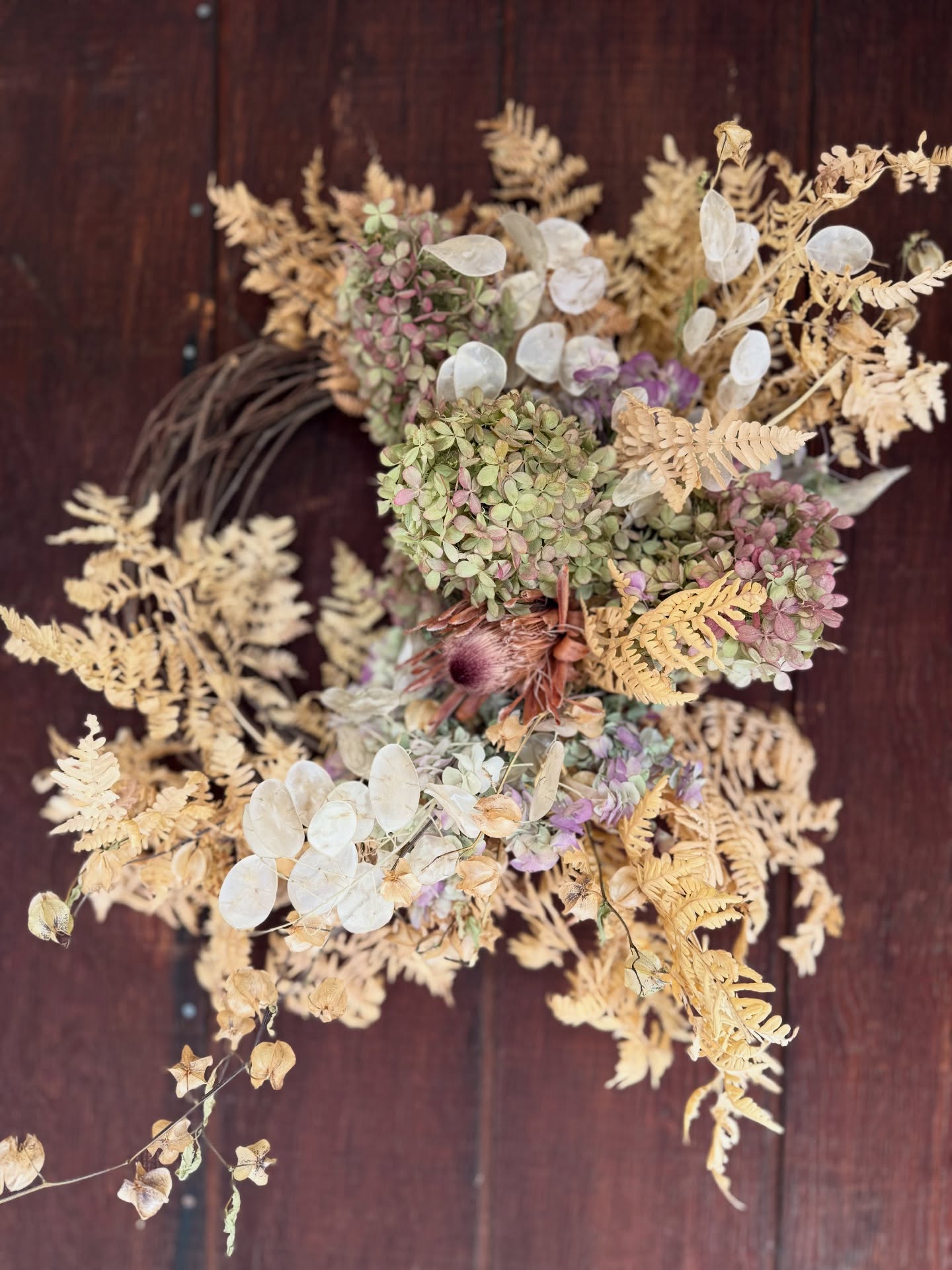 In production mode...thinking up of new wreaths for the holiday market @thebarninsisters. What do you think of this one?