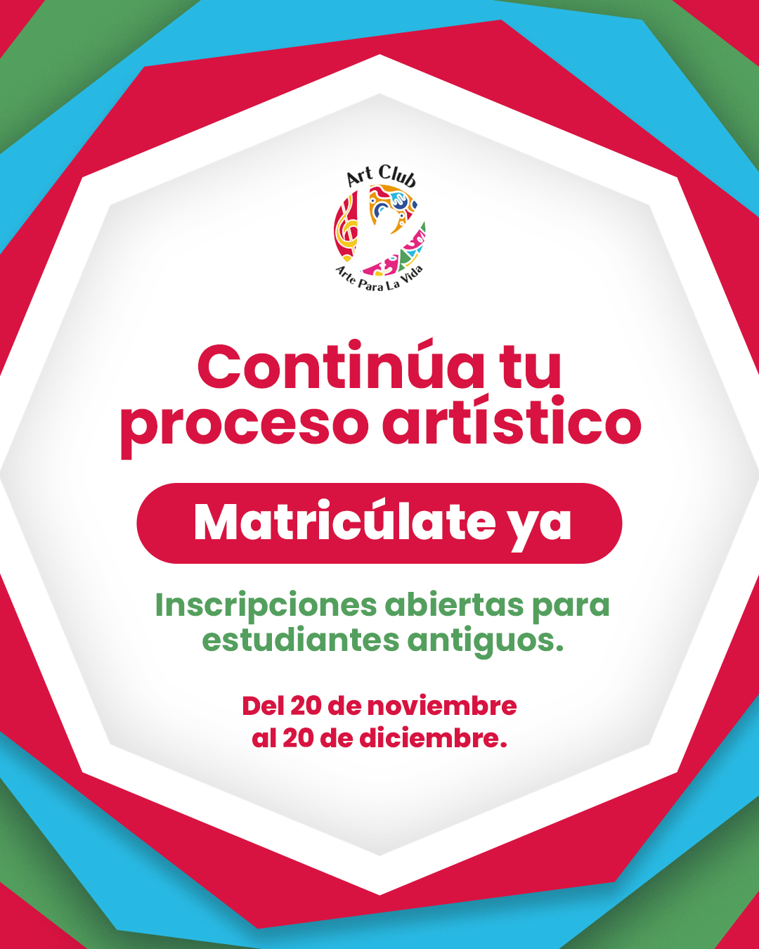 ¡Tu lugar en Art Club te espera!🥰
👉 Si ya eres parte de nuestra familia, este es el momento de continuar tu proceso.
Renueva tu inscripción y sigue explorando música, danza, teatro y artes plásticas, con nuevas actividades y muchos desafíos por descubrir🎶🎨🩰
Contáctanos y reserva el cupo de tu hijo 3118617584 y visita nuestra página web haciendo clic en el enlace de la bio.