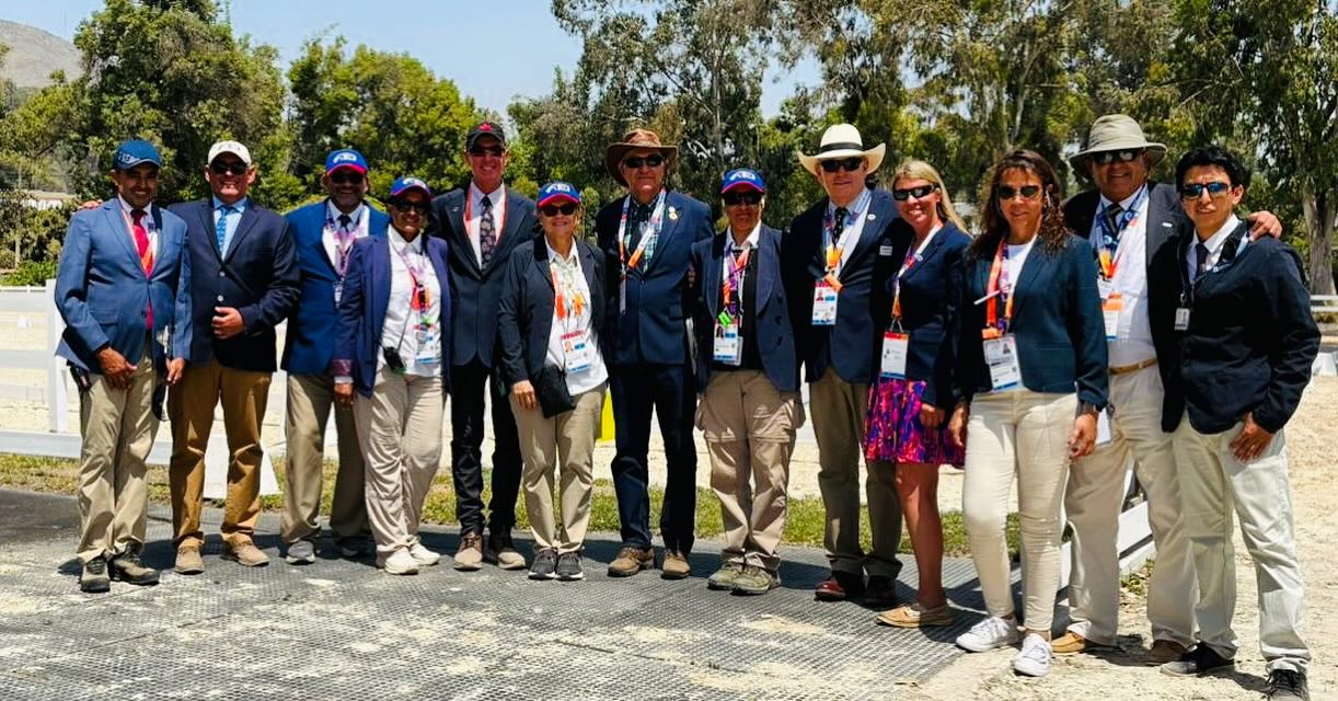 Here is the team after the first horse inspection! Great start to an exciting competition! #millereventing #feiofficial #bolivariangames2025
