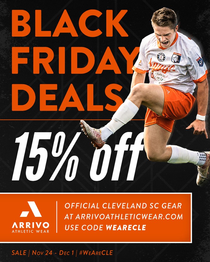 BLACK FRIDAY DEALS are live!
Save 15% on Cleveland SC apparel all week with code WEARECLE.
Grab your gear ➜ arrivoathleticwear.com/pages/cleveland-sc
#WeAreCLE