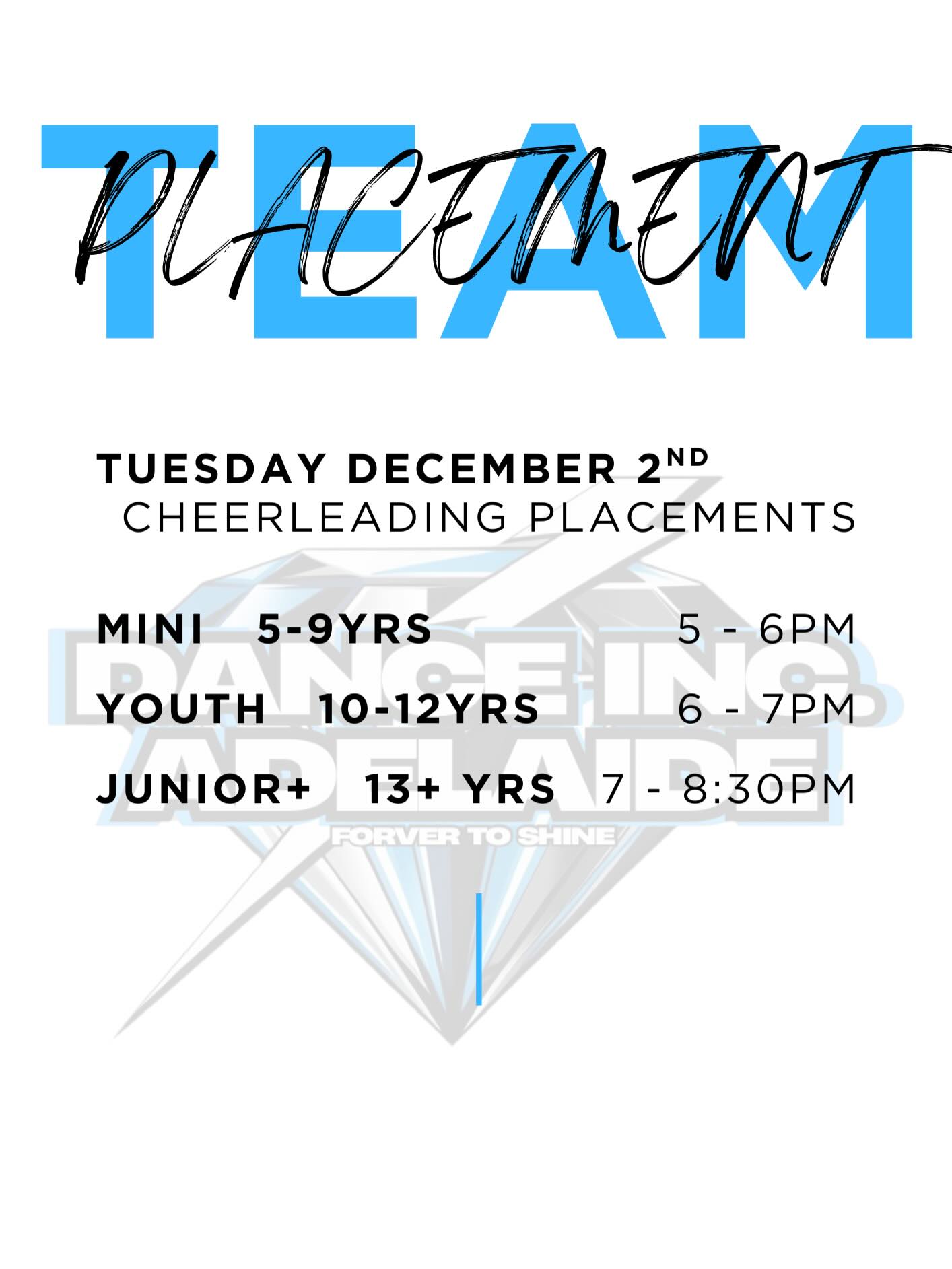 What’s on tonight? Our cheer team placements! And we hope to see you there 💙