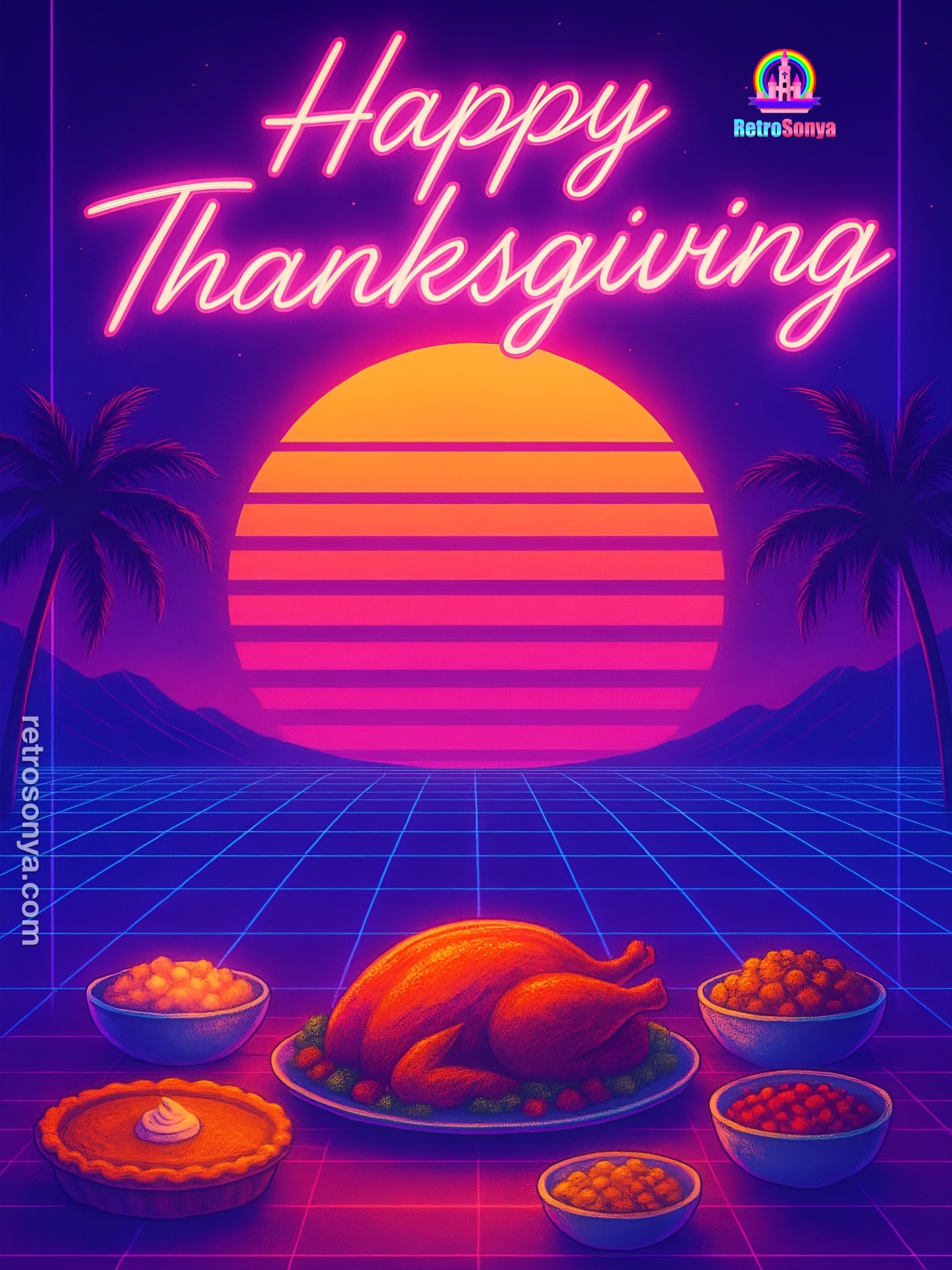 🌅✨ Happy Thanksgiving, Star Travelers ✨🌅
Tonight the horizon hums in neon gold, the retro sun drifts low, and the whole world feels dipped in gratitude.
I’m thankful for the small sparks that guide the journey — the friendships that glow like chrome city lights, the faith that keeps the grid beneath my feet steady, and the creativity that keeps the colors bright. 💗🌴🌐
Wherever you are celebrating, may God send you his love and your table be full!
🦃💜 Stay radiant, stay grateful, stay you.
Happy Thanksgiving.
#SynthwaveThanksgiving #RetroVibes #neongratitude #StayGlowing #Thanksgiving2025